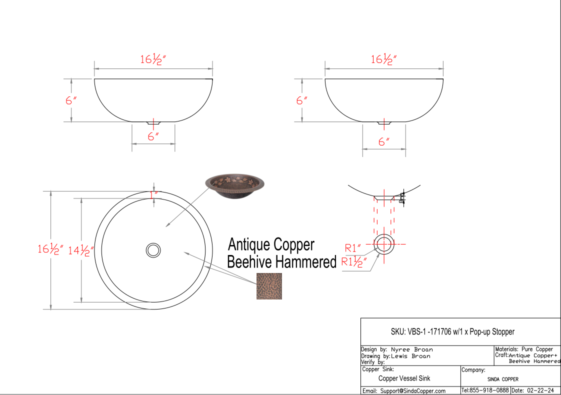 Copper Vessel Sink - Handcrafted Custom Sinda VBS 1 Bathroom Sink for Jennifer | Modern Farmhouse Decor, Powder Room Upgrade, Luxury Vanity Basin for Master Bath