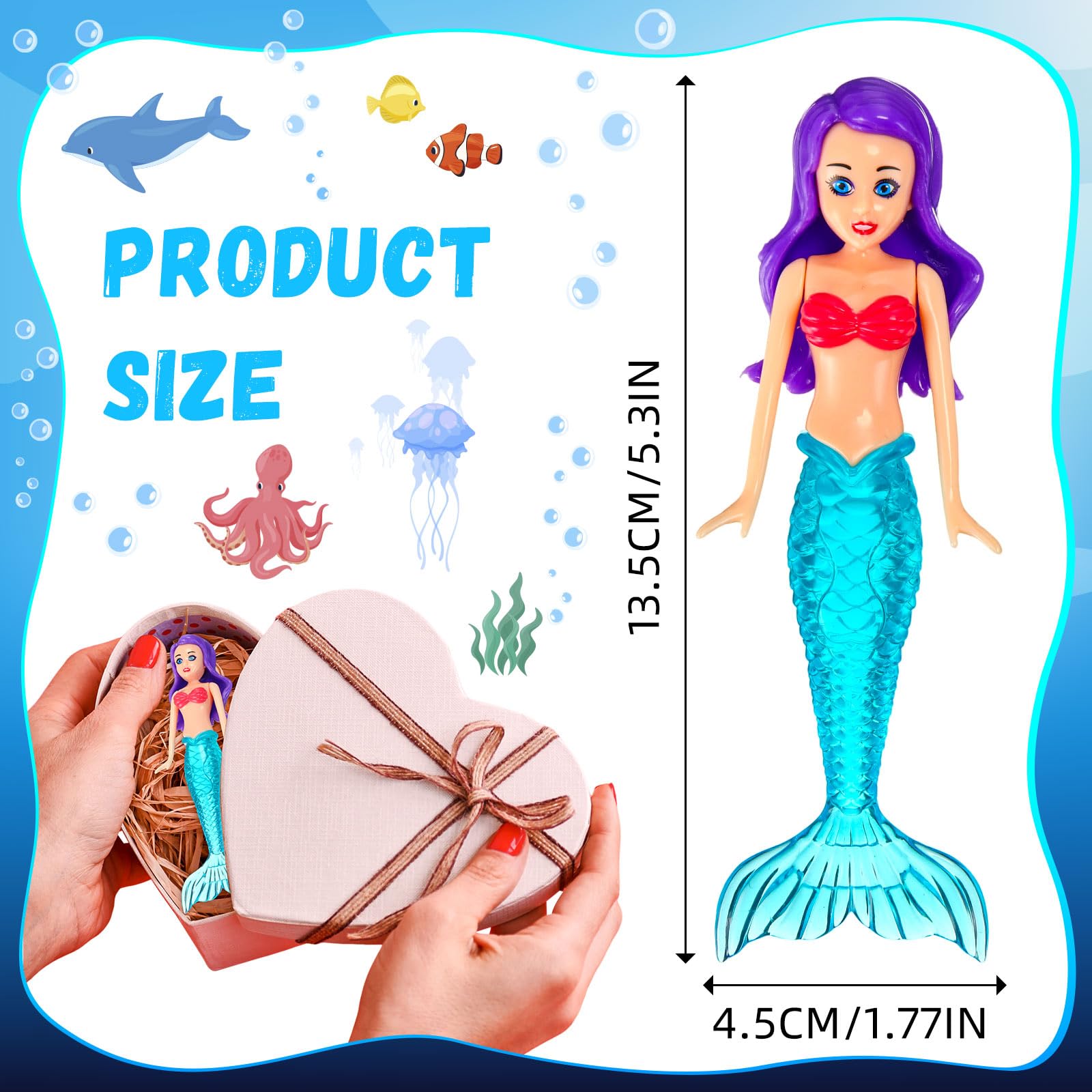 4-Piece Civaner Mermaid Dive Toys Set - Colorful Mermaid Bath & Pool Toys for Swimming Games - Perfect for Kids, Teens & Adults - Great for Pool Parties, Beach Fun & Bathtime Play