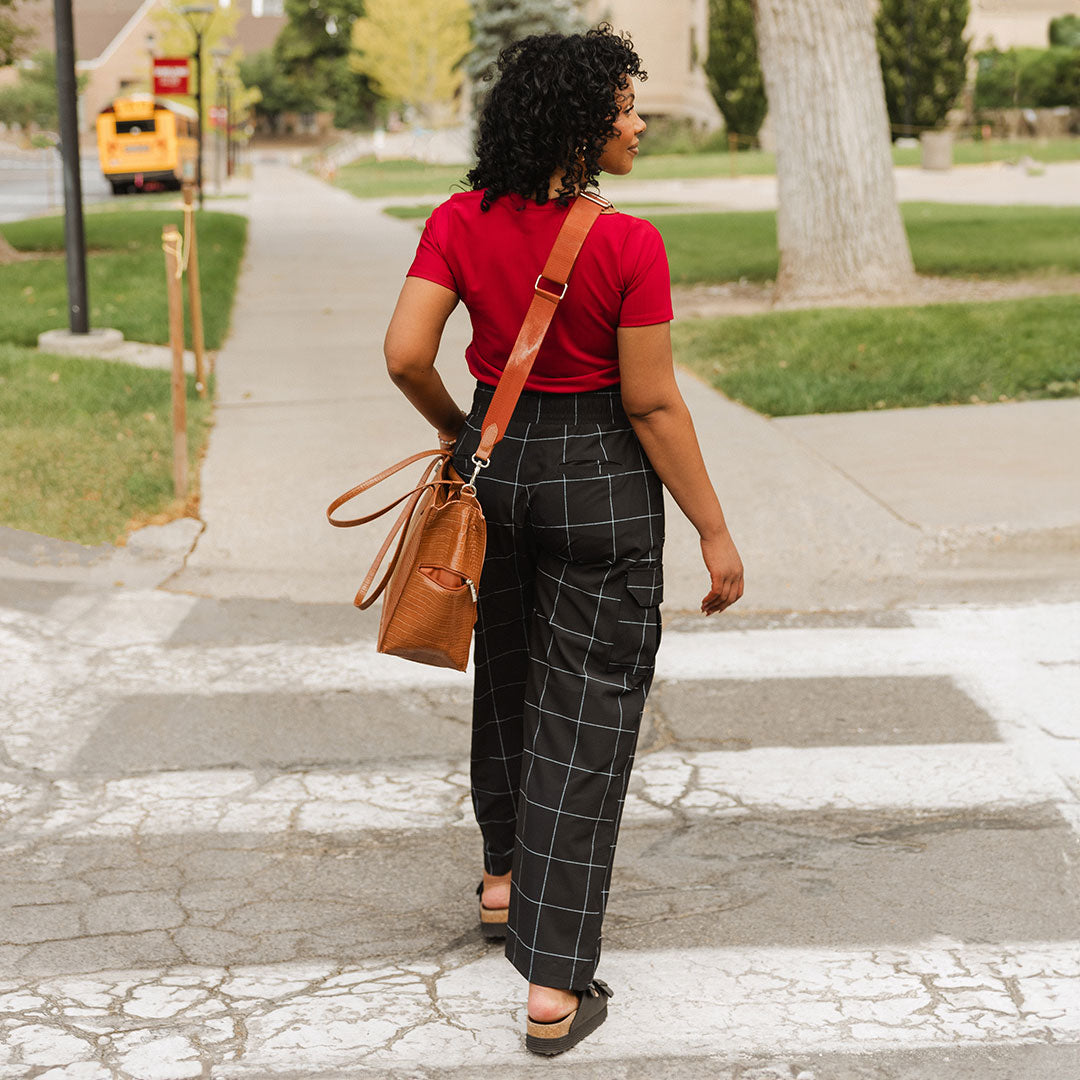 Audrey Cargo Pants for Women - Stylish Black Windowpane Design | Perfect for Casual Wear, Outdoor Adventures & Street Fashion