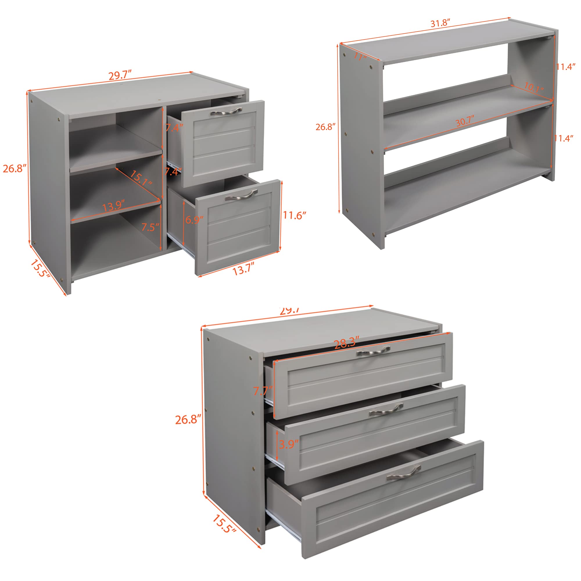 Harper & Bright Designs Twin Loft Bed with Slide - Solid Wood Low Loft Bed with Cabinet, Storage Shelves & Drawers - Twin Size Loft Bed Frame for Girls & Boys (Grey) - Perfect for Small Kids' Rooms, Playrooms & Space-Saving Bedroom Solutions