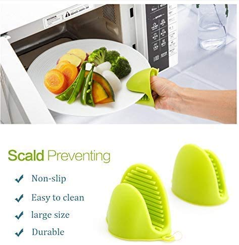 Heat Resistant MISHTI Silicone Oven Mitts & Pot Holder Set (2Pcs) - Non-Slip Grip for Baking, Cooking, Grilling - Microwave Safe Kitchen & BBQ Accessories - Perfect for Holiday Baking, Outdoor Barbecues, and Everyday Kitchen Use