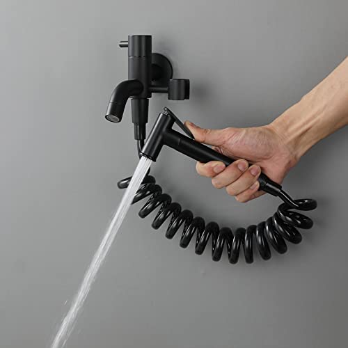YHJZSM Single Hole Bidet Faucet with Toilet Sprayer, 2-Function Wall Mounted Bidet Tap Set for Bathroom - Perfect for Baby Diaper Cleaning & Personal Hygiene
