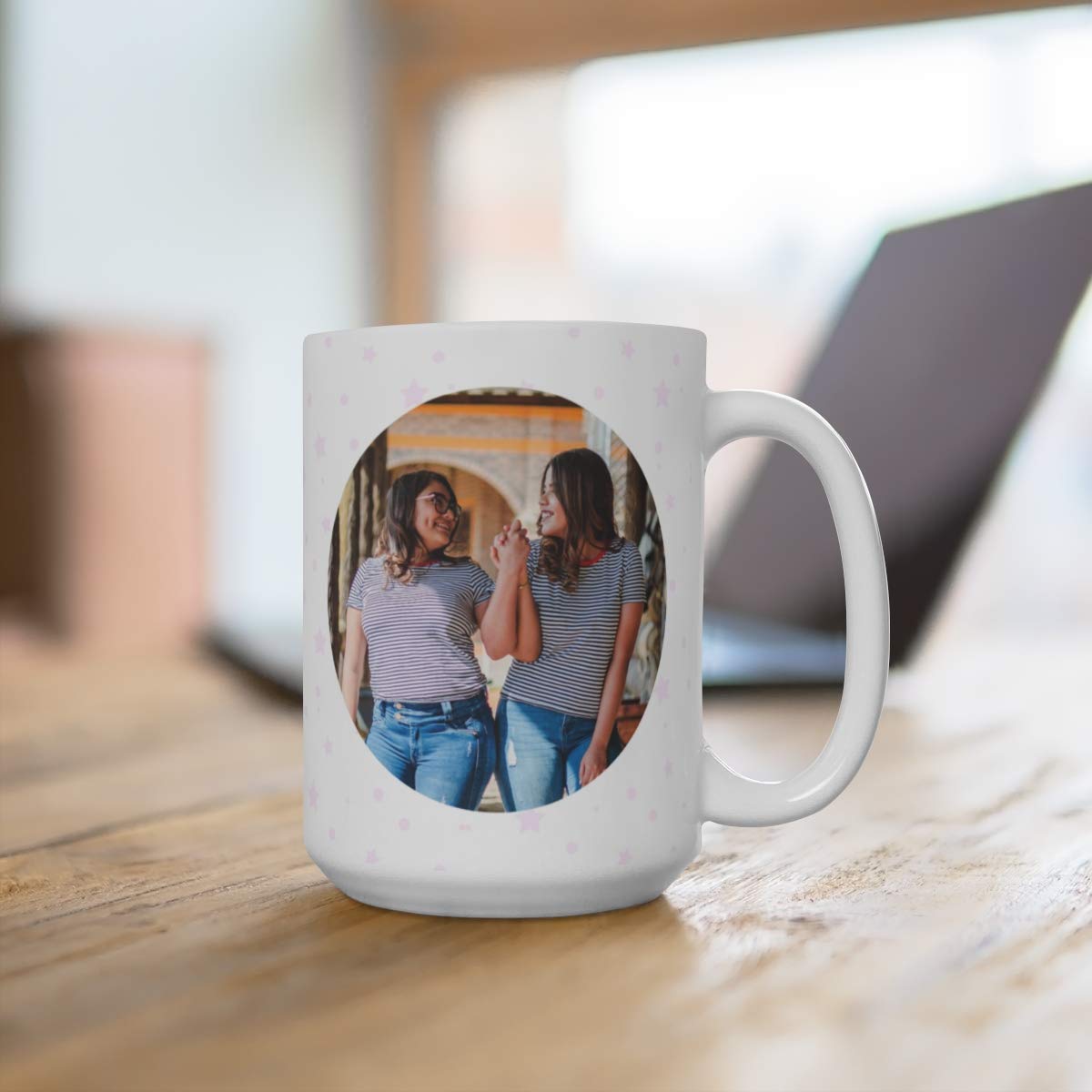 Personalized Best Friend Coffee Mug - 15oz Custom Photo Ceramic Cup for BFF Gifts | Dishwasher & Microwave Safe | Great for Coffee, Tea, Hot Chocolate & Office Use