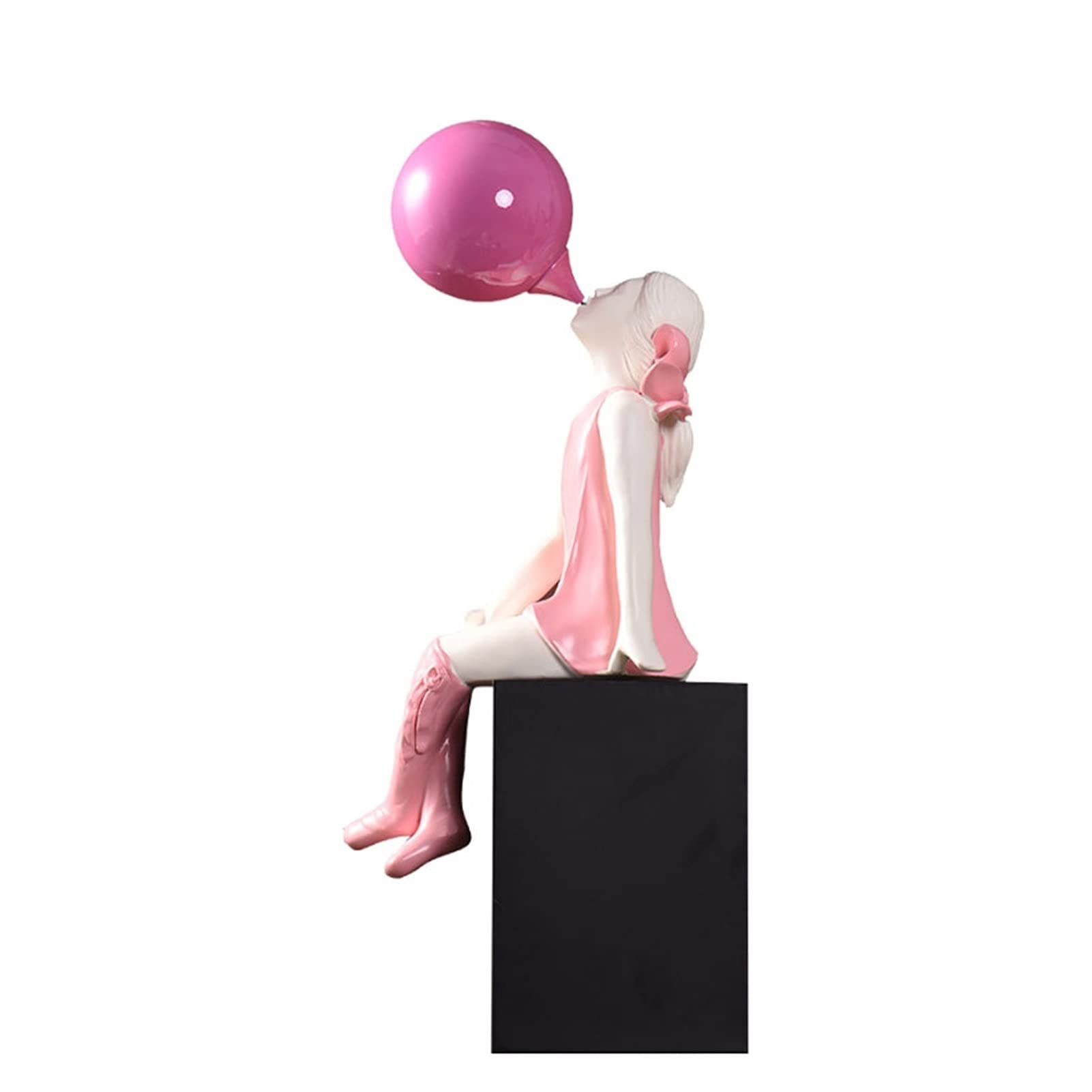 Minimalist Nordic Pink Bubble Girl Statue - Modern Desktop & Children's Room Art Sculpture for Home Office Decor | Perfect for Gift Giving & Shelf Display