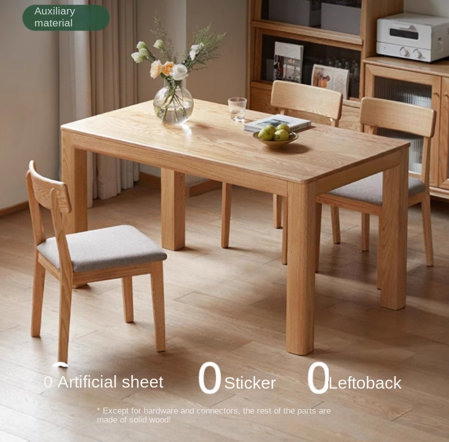 Solid Oak Wood Rectangular Dining Table - Rustic Farmhouse Style for Kitchen, Dining Room & Outdoor Entertaining