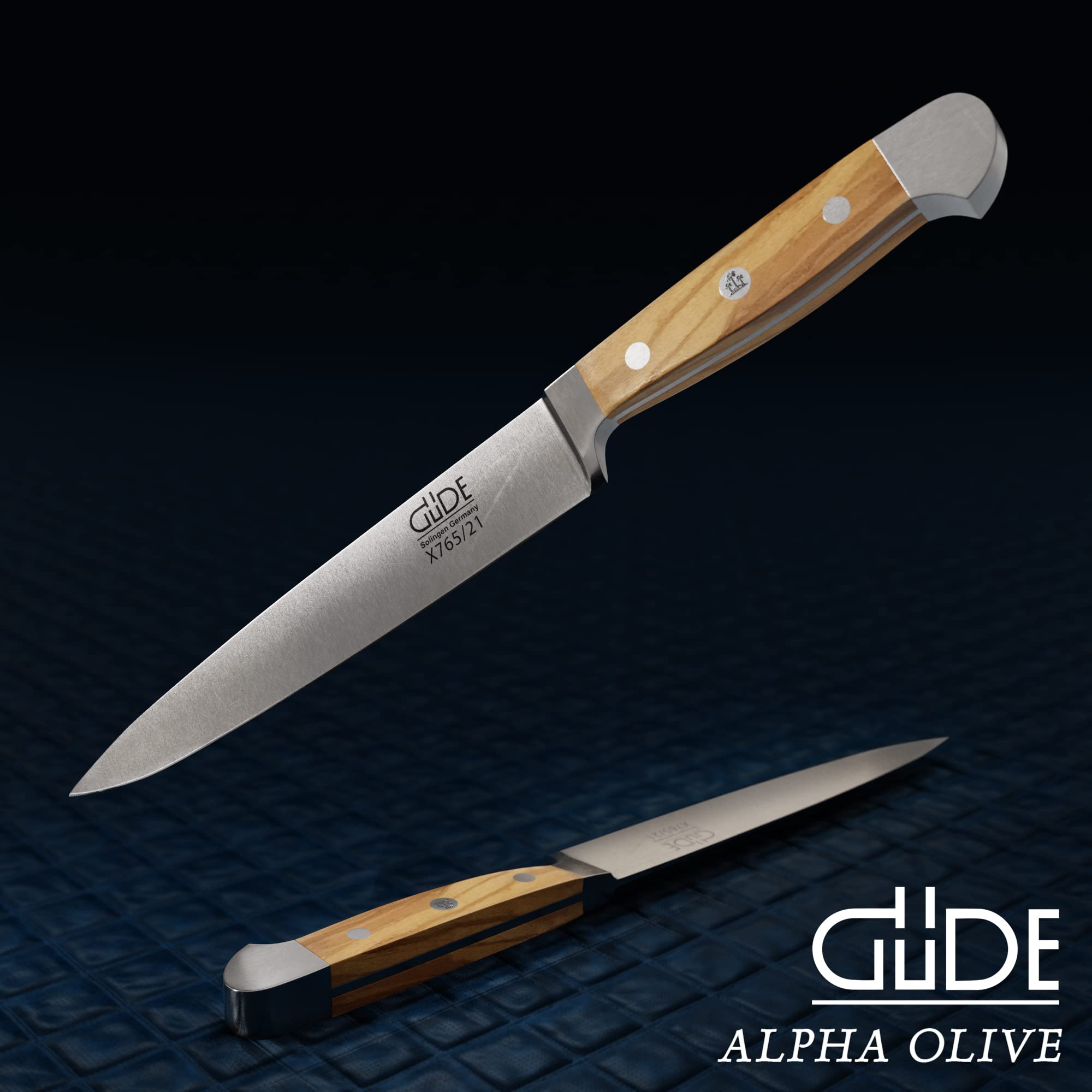 Premium Güde Alpha Olive Series 8-Inch Slicing Knife - Hand Forged Stainless Steel Blade with Olive Wood Handle - Perfect for Meat, Sushi & BBQ - Professional Chef & Home Cooking Essential