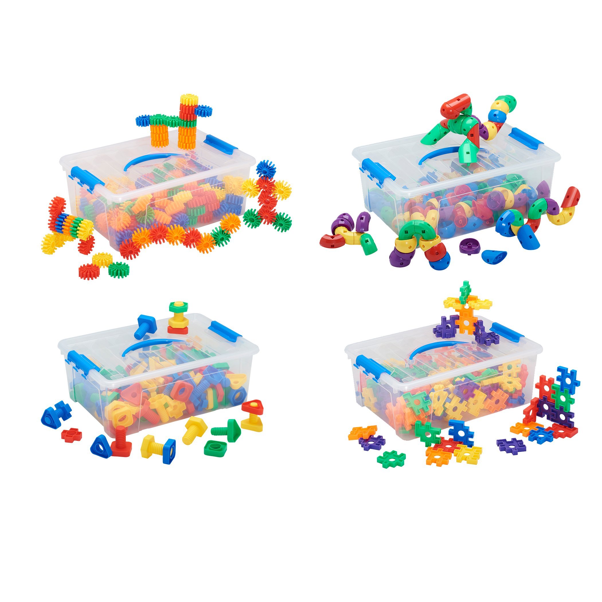 ECR4Kids Math Building Set 2 - STEM Educational Toys with Gears, Nuts & Bolts, Caterpillar Bits & Cube Creators for Kids | Perfect for Classroom Learning & Homeschool Activities