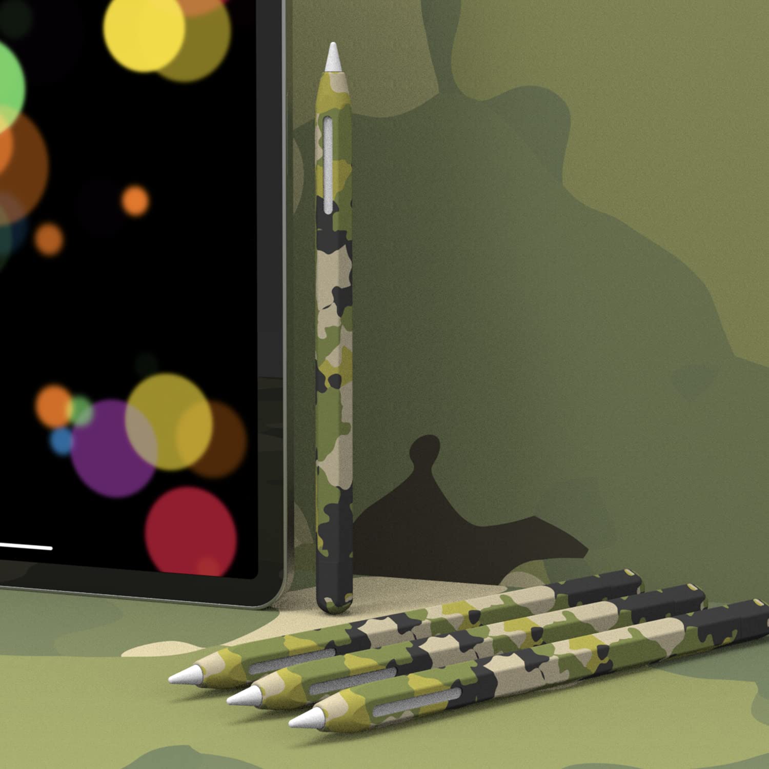 LOVE MEI Apple Pencil 2nd Generation Case - 2 Pack Silicone Sleeve Cover with Magnetic Non-Slip Grip, Camouflage Design for iPad Pro - Perfect for Drawing, Note Taking & Everyday Use