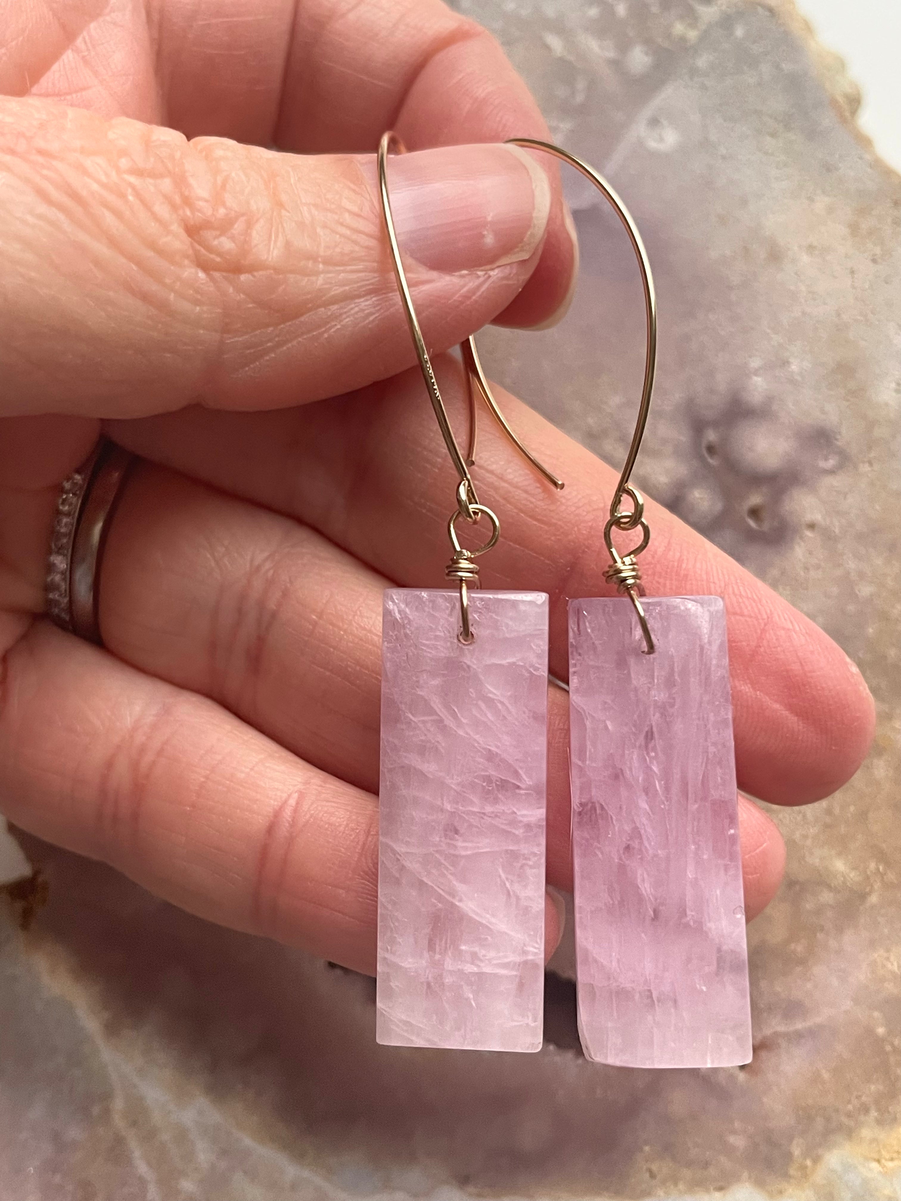 14K Gold Filled Kunzite Statement Earrings for Women - Elegant Dangle Drop Earrings for Wedding, Party & Special Occasions