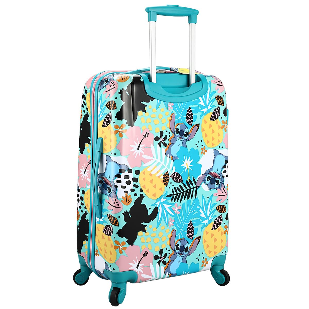Bioworld Lilo & Stitch Tropical Print 20-Inch Blue Carry-On Rolling Suitcase - Perfect for Disney Vacations & Air Travel