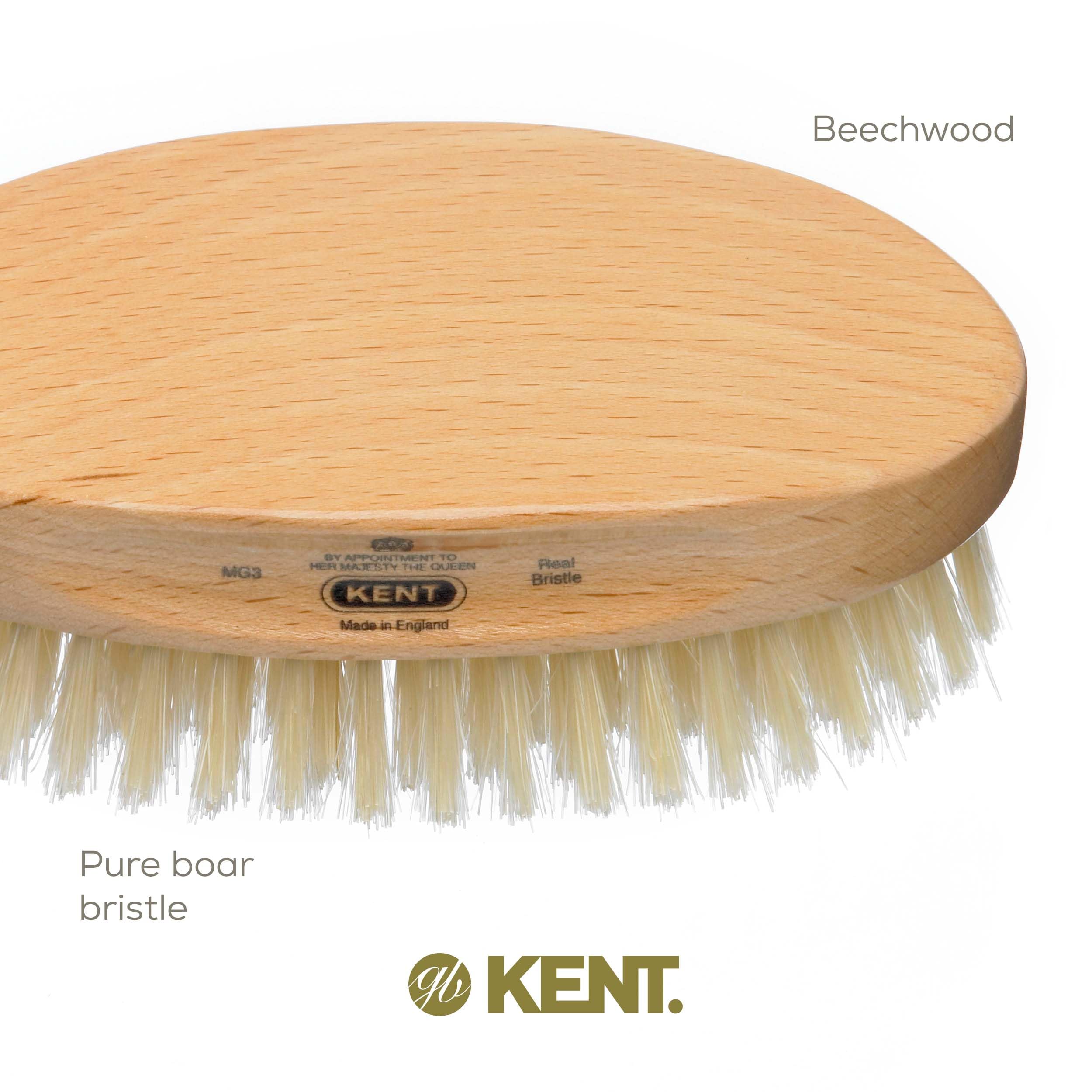 Kent MG3 Finest Men's Hair & Beard Brush – Natural White Boar Bristle for Grooming, Scalp Massage, 360 Waves & Styling | Perfect for Daily Hair Care, Beard Maintenance & Relaxing Scalp Treatment at Home