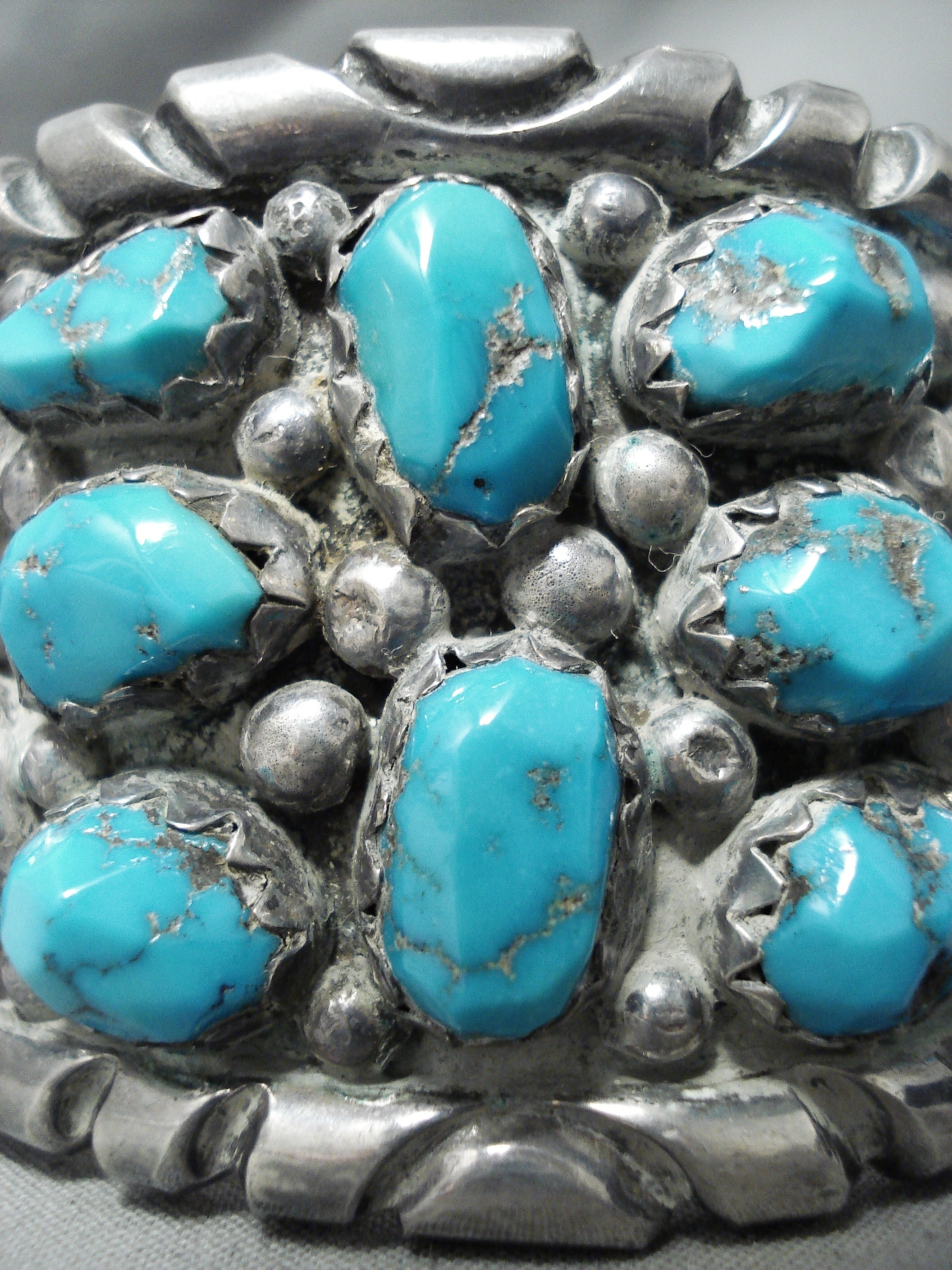 200g Vintage Native American Chunky Turquoise Sterling Silver Bracelet - Handmade Boho Jewelry for Women, Gift for Her, Wedding, Festival & Special Occasions