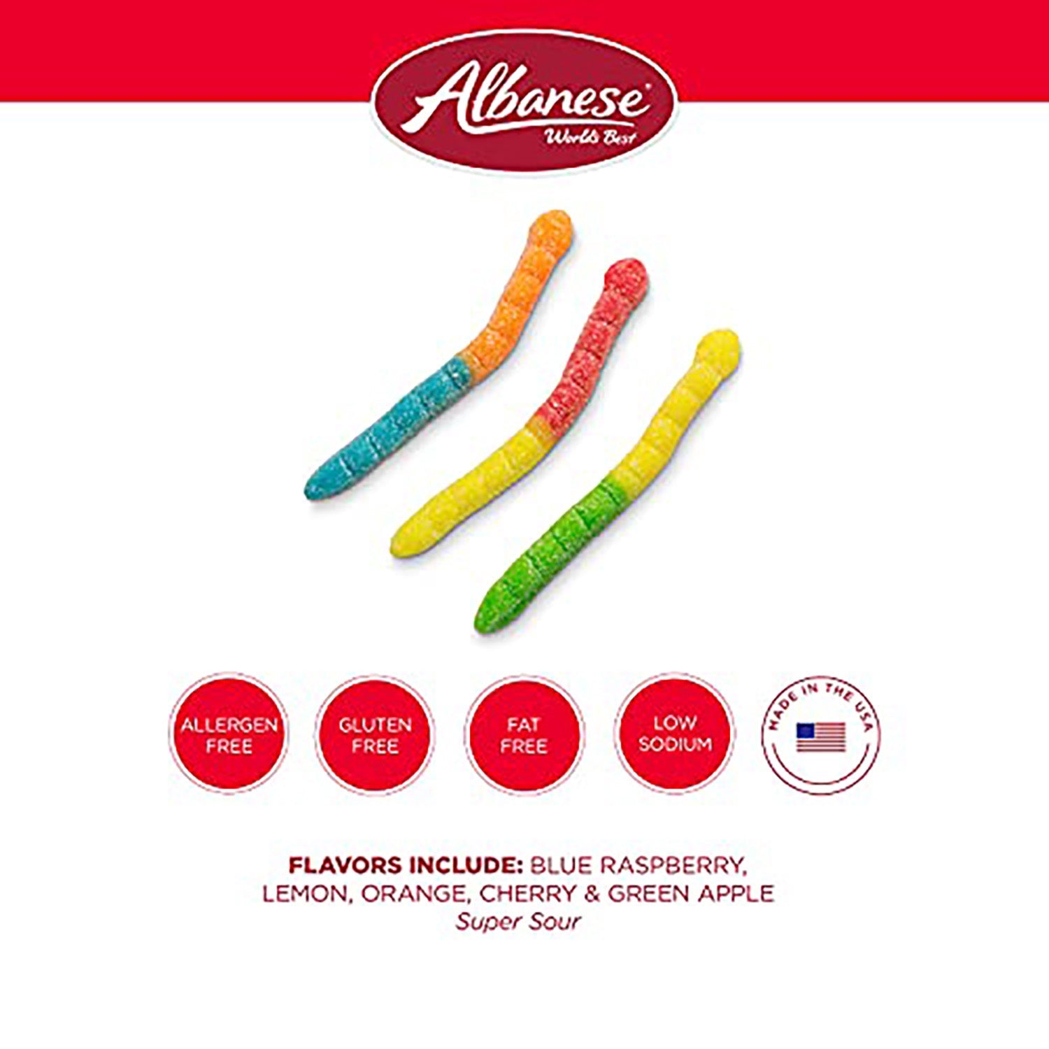Albanese Sour Gummy Worms 5lb Bulk Bag - Assorted Fruit Flavored Candy for Parties, Movie Nights & Snacking