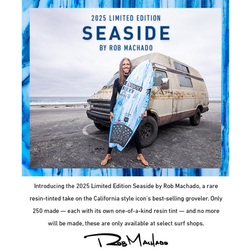 Machado Seaside 5'11 Surfboard - Helium Blue Futures Fins - High Performance Shortboard for Waves & Beach Surfing