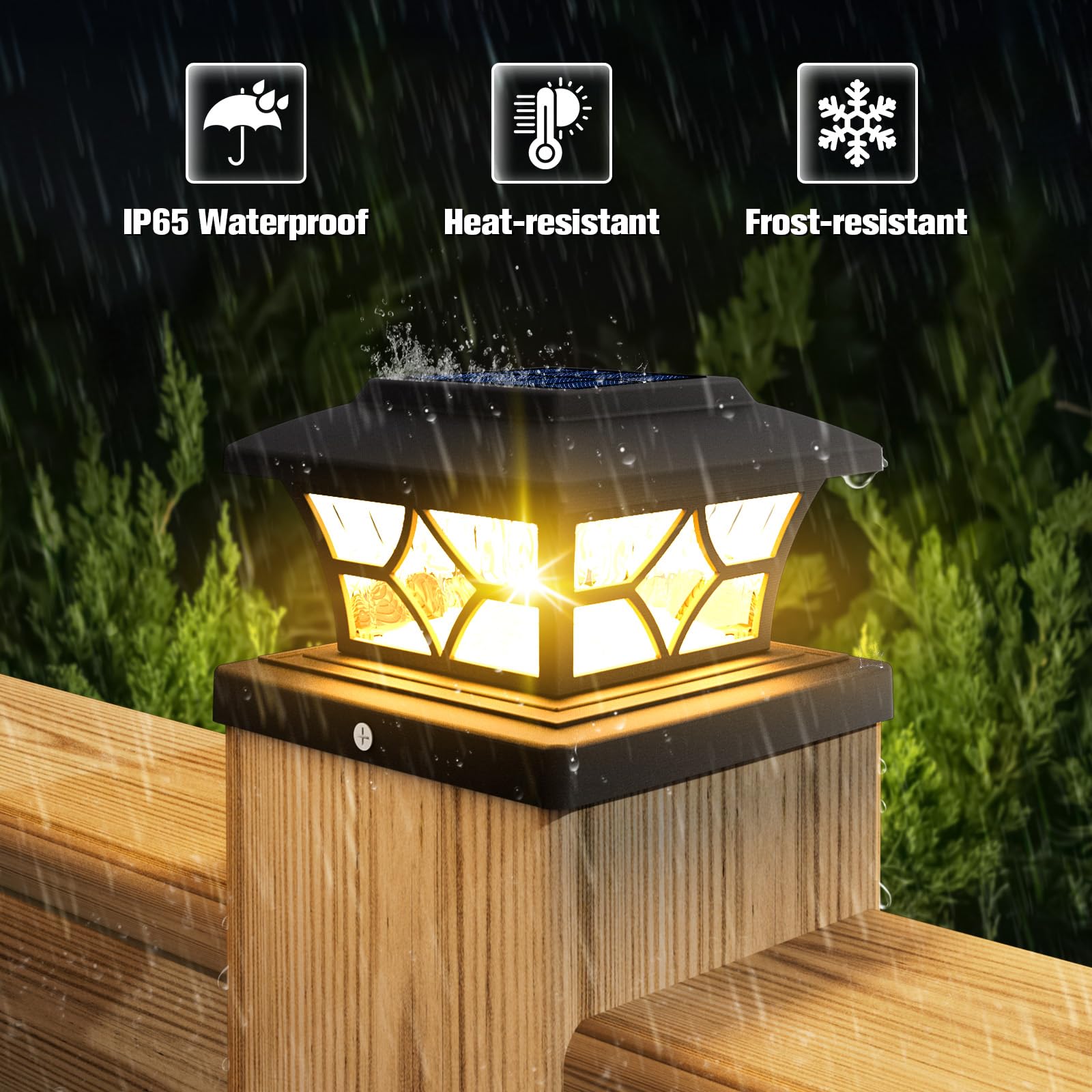 VOLISUN Solar Post Cap Lights Outdoor - 4Pack Waterproof Solar Deck Lights for 4x4 Vinyl/Wood Fence - Cool/Warm White LED Garden Lighting for Patio, Porch, Pathway & Backyard Decor
