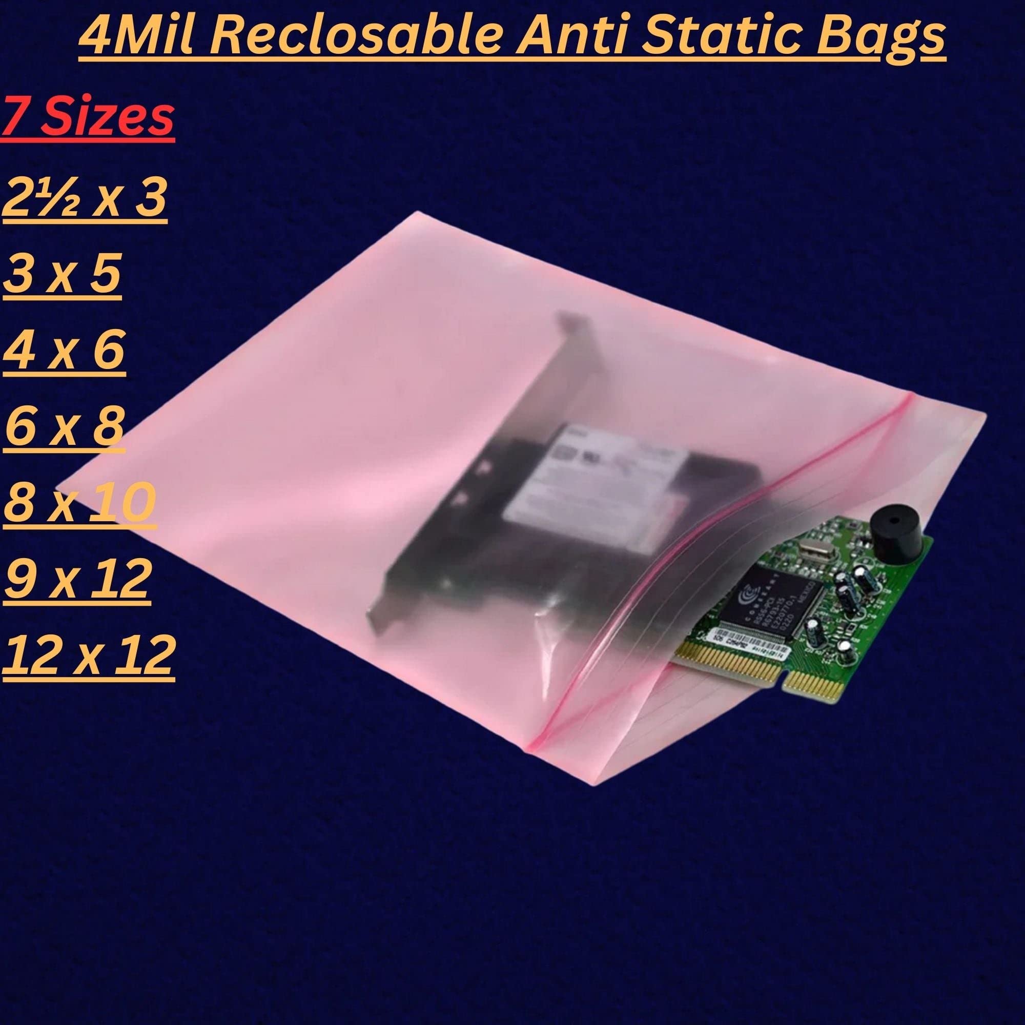 100 Pack 4 Mil Heavy Duty Reclosable Plastic Bags - 3x5 Inches Pink Anti-Static Zipper Sealable Bags for Small Business Packaging | Ideal for Jewelry, Crafts, Electronics & Office Organization