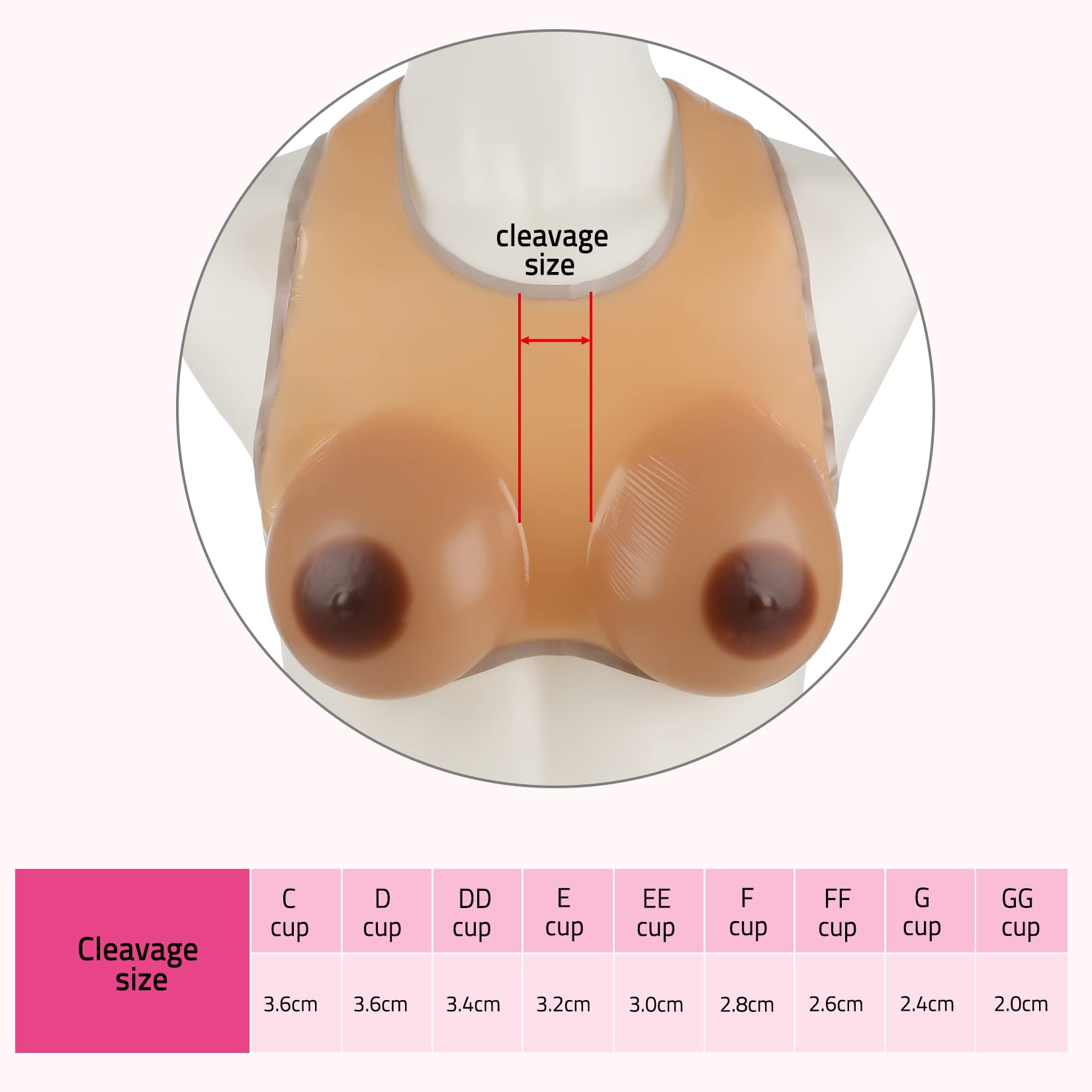 Vollence Silicone Breast Strap - Realistic Artificial Breast Forms with Nipple for Transgender & Mastectomy - Comfortable Fake Breast Shapes & Silicone Breast Plates - Perfect for Daily Wear, Cosplay & Gender Affirmation