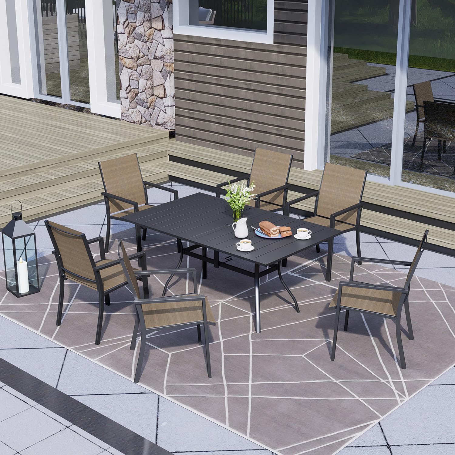 Outdoor Patio Dining Table for 6 Person, 63