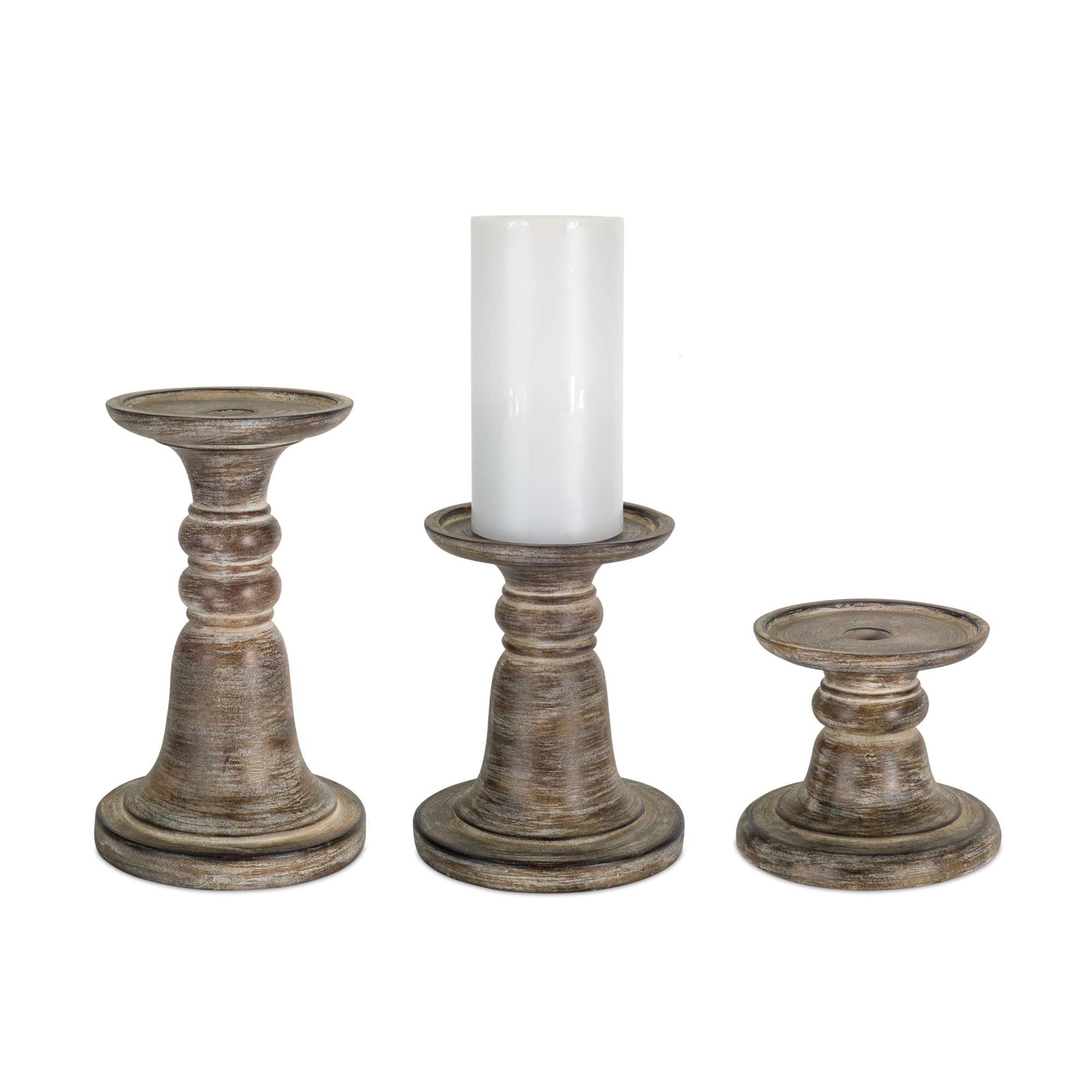Antique Candle Holder Set of 3 - 9.25 Inch Vintage Home Decor for Dining Table, Wedding Centerpiece & Romantic Ambiance