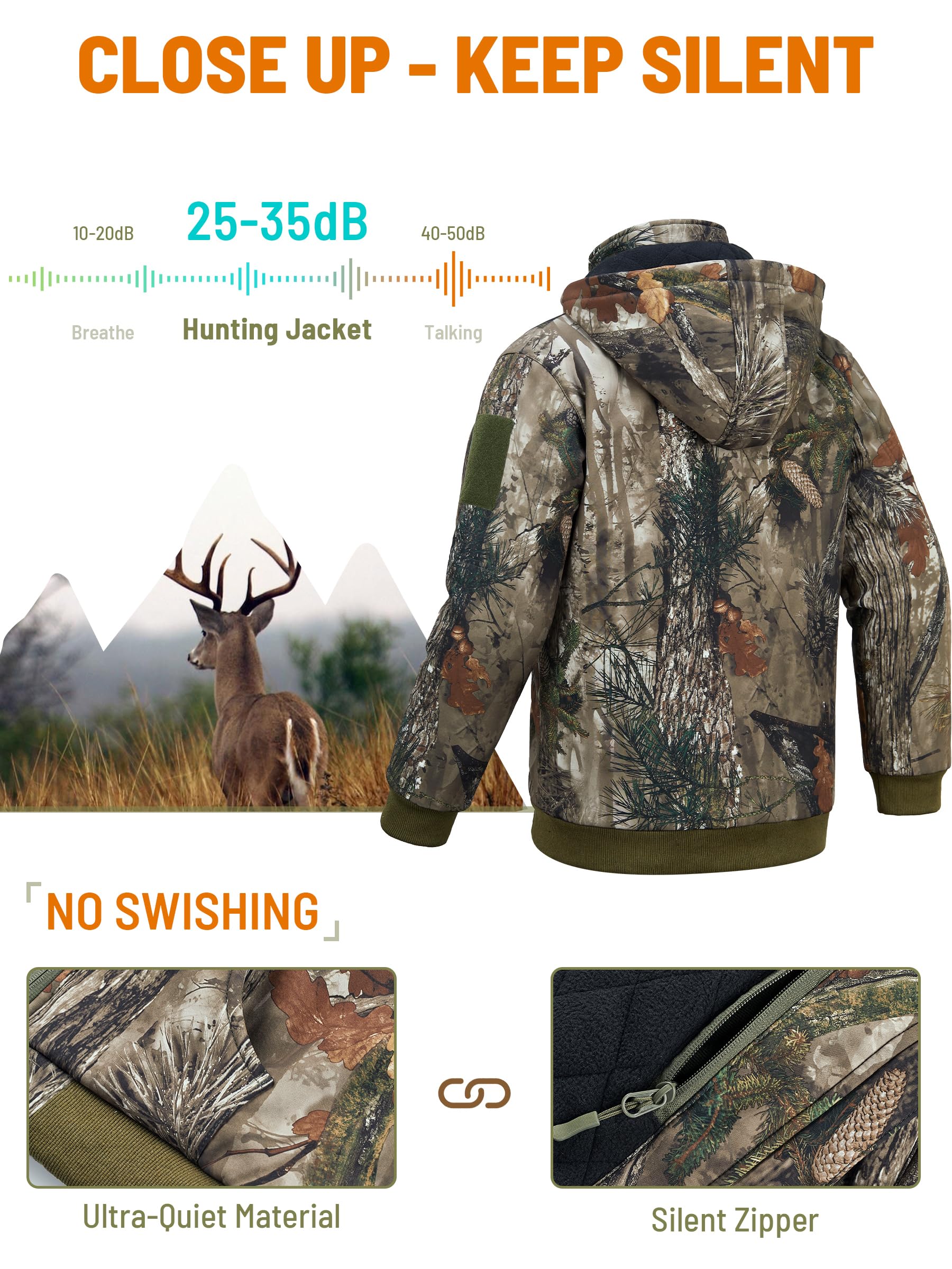 NEW VIEW Kids Camo Hunting Clothes - Silent Youth Hunting Jacket for Cold Winter | Waterproof Camouflage Hunting Coat for Boys & Girls | Perfect for Outdoor Adventures, Hunting Trips & Winter Camping
