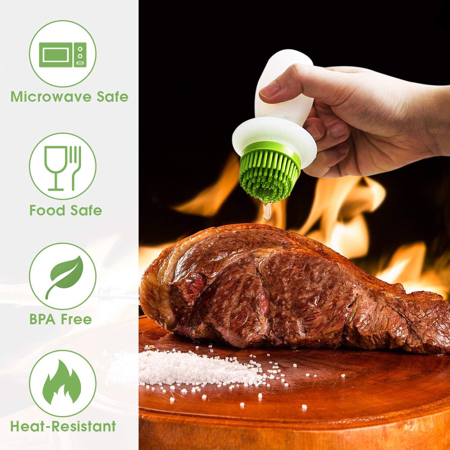 ZONKU INDIA Heat-Resistant Silicone Oil Brush & Glass Bottle Set - Premium Cooking Oil Dispenser for Baking, Frying, and Salad Dressing - Perfect Kitchen Accessory for Home Chefs