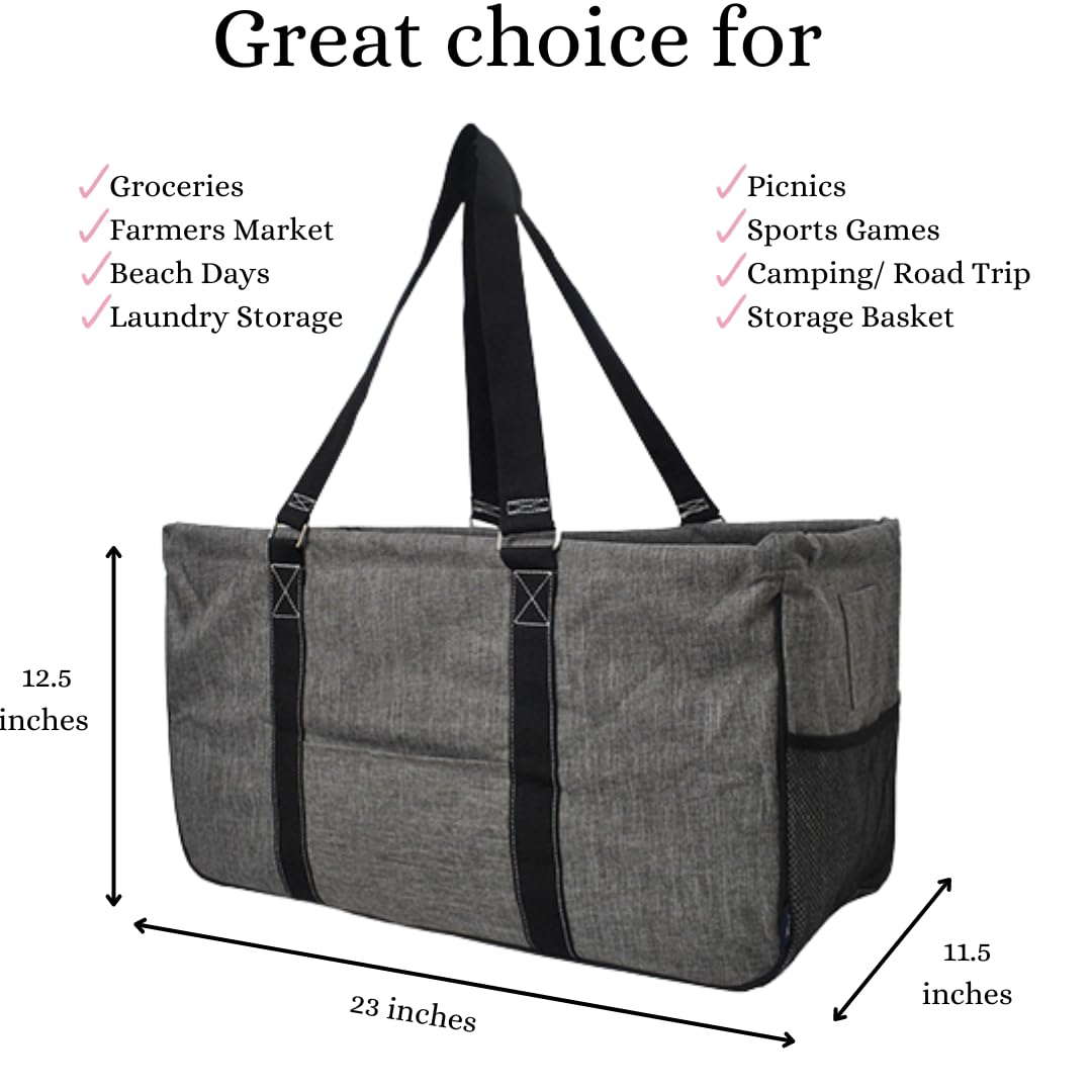 NGIL Extra Large Reusable Grocery Bags - Heavy Duty Foldable Shopping Tote for Groceries, Storage, Picnic, Beach, Travel & Camping - Eco-Friendly Collapsible Market Bag (Set of 2)