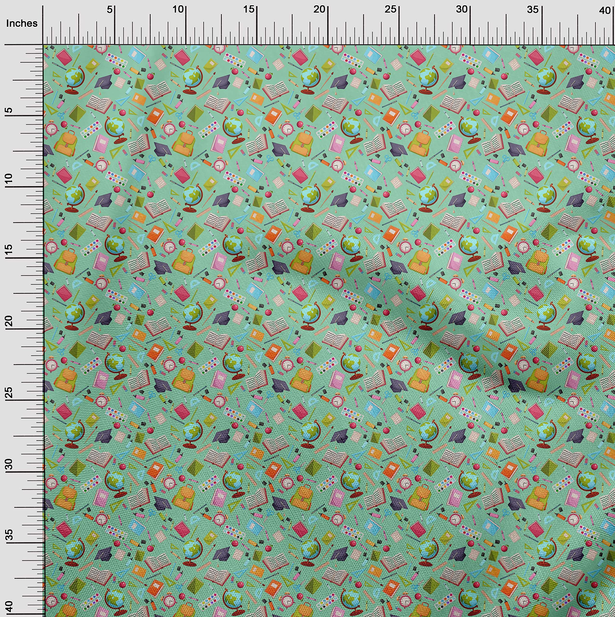 oneOone Silk Tabby Sea Green Fabric - 42 Inch Wide Printed DIY Sewing Material for Kids Clothing & Crafts | Perfect for Dresses, Quilting & Home Decor Projects
