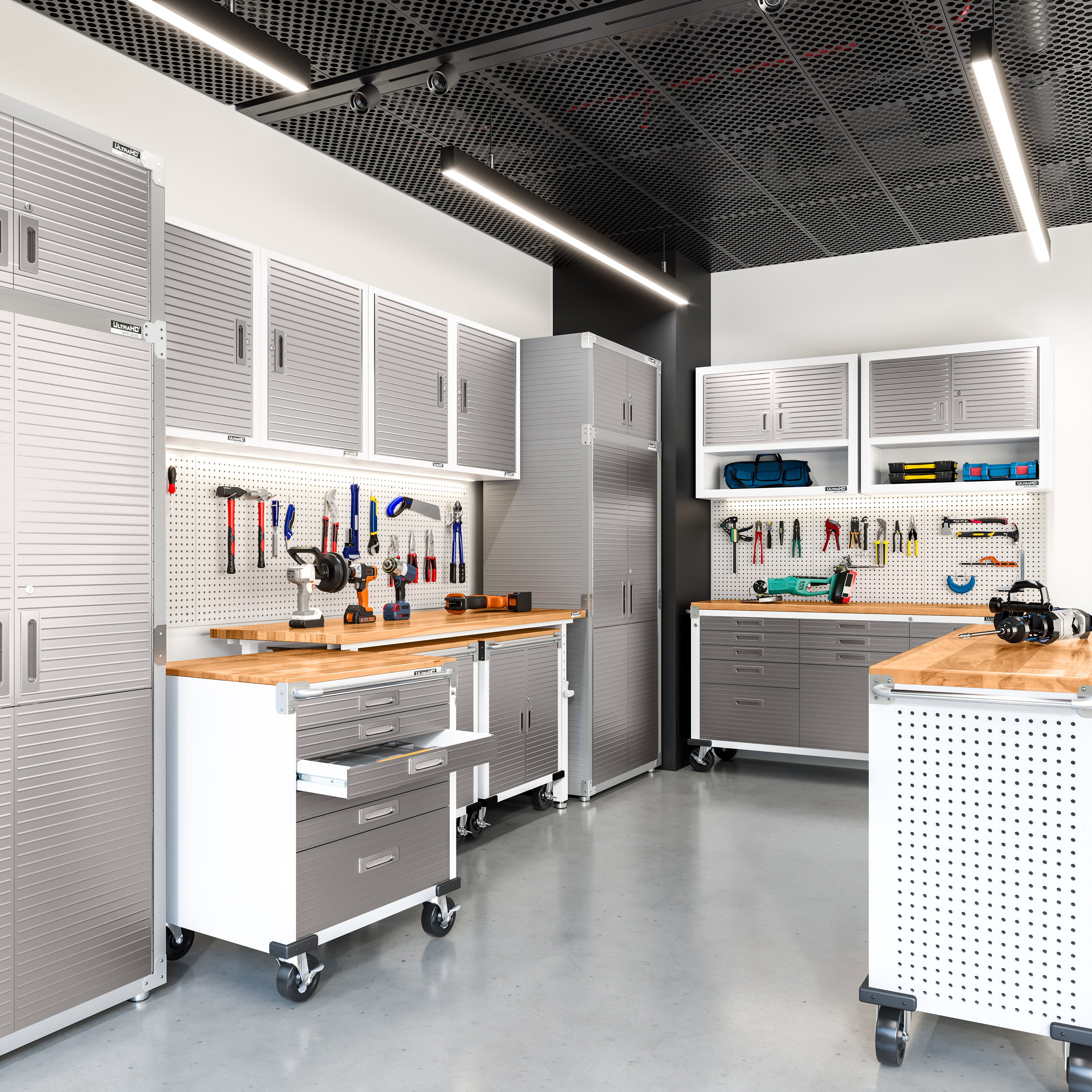 UltraHD® Double Door Wall Cabinet with Keys - White | Secure Storage for Kitchen, Bathroom & Office Organization