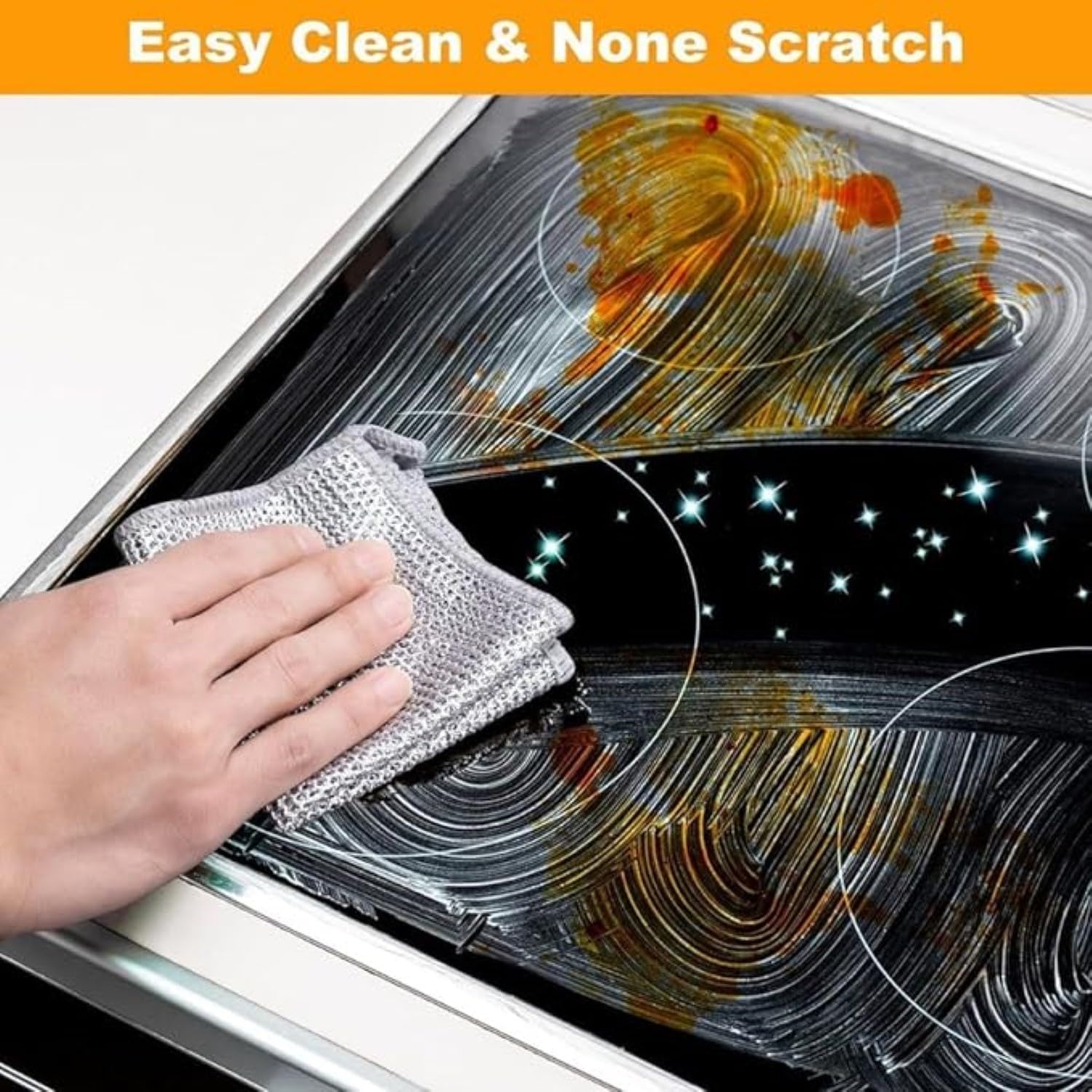 GAPTUR Multipurpose Non-Scratch Wire Dishwashing Rags - Reusable Metal Mesh Cleaning Cloth for Kitchen, Balcony & Household Cleaning - Wet & Dry Use Essential Cleaning Pack (5-Pack) - Perfect for Pots, Pans, Grills & Outdoor Equipment