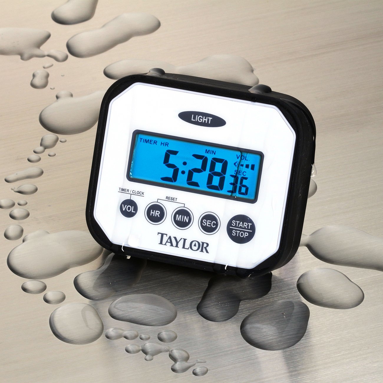 Taylor n' Drop Digital Timer with Adjustable Volume - Kitchen, Gym & Study Timer - White (One Size) - Perfect for Cooking, Workouts & Time Management