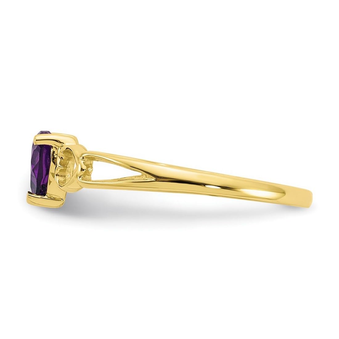 10K Yellow Gold Polished Amethyst Ring for Women - Size 6 | Elegant Purple Gemstone Jewelry for Engagement, Anniversary & Special Occasions