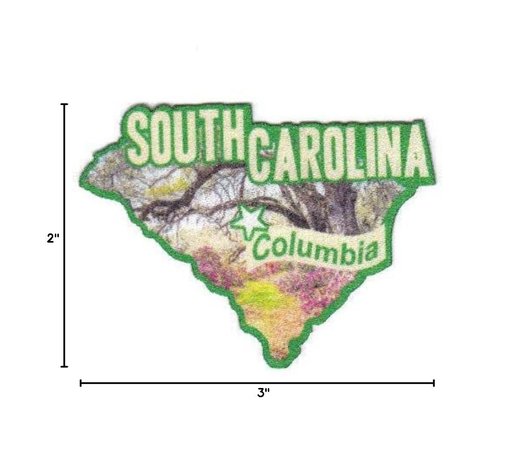 Columbia South Carolina State Shape Capitol City Iron-On Printed Patch - Perfect for DIY Crafts, Jackets, Backpacks & Souvenirs