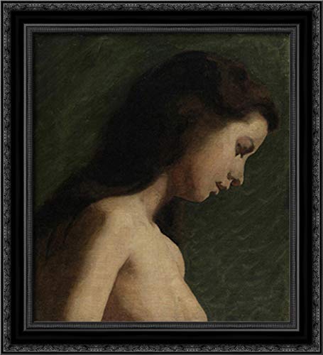 Thomas Eakins Study Of A Girl's Head - 20x22 Inch Black Ornate Wood Framed Canvas Art Print - Vintage Wall Decor for Living Room, Bedroom & Office