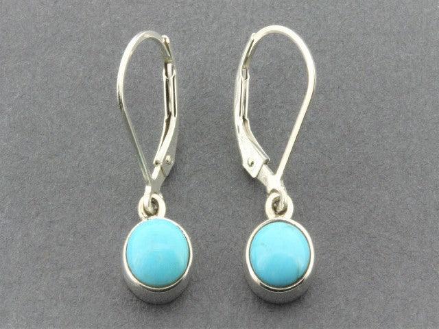 7mm Bezel Earrings - Turquoise & Sterling Silver Dangle Earrings for Women | Perfect for Casual Wear, Parties & Special Occasions
