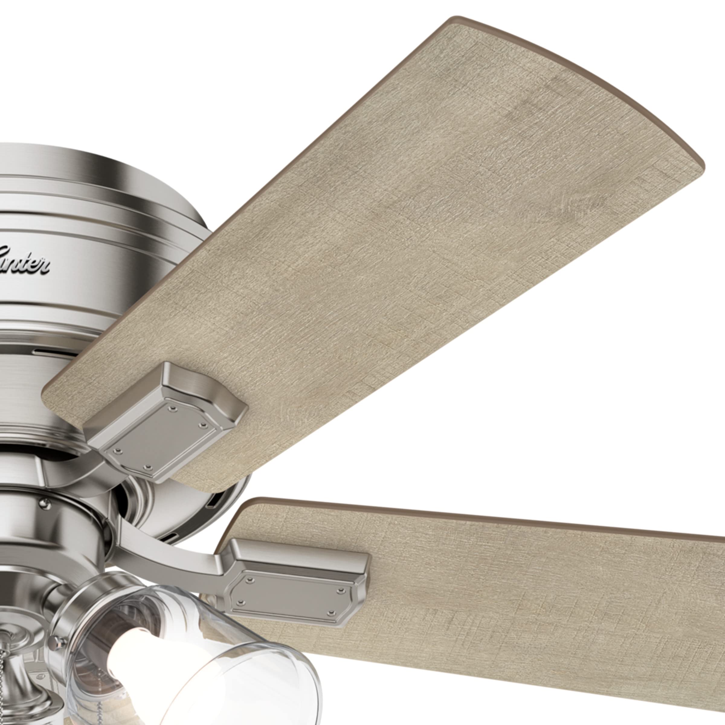 Hunter Fan Company 52154 42-Inch Crestfield Brushed Nickel Low Profile Ceiling Fan with LED Light Kit and Pull Chain - Perfect for Bedroom, Living Room, and Indoor Spaces