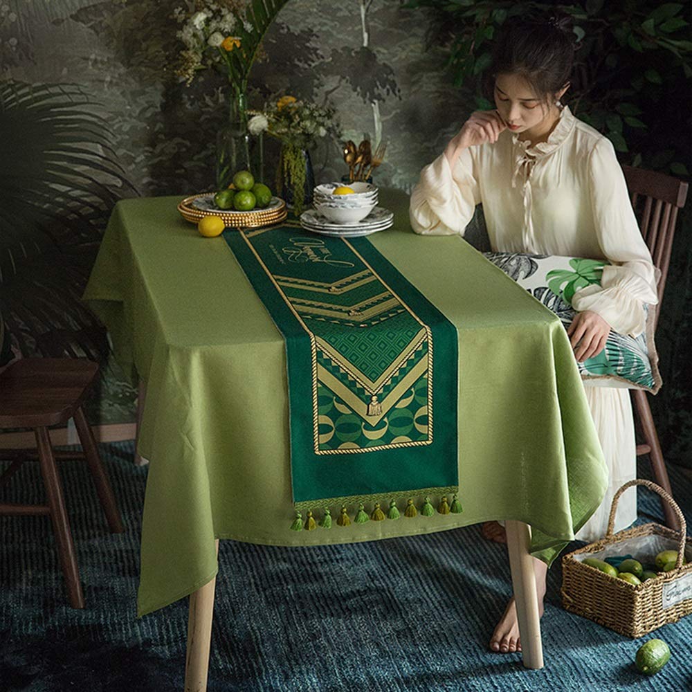 Banana Leaf Table Runner with Tassels - Elegant Outdoor/Indoor Dining Decor for Wedding, Party & Catering Events - Waterproof Kitchen Table Cover for Patio, Banquet & Special Occasions