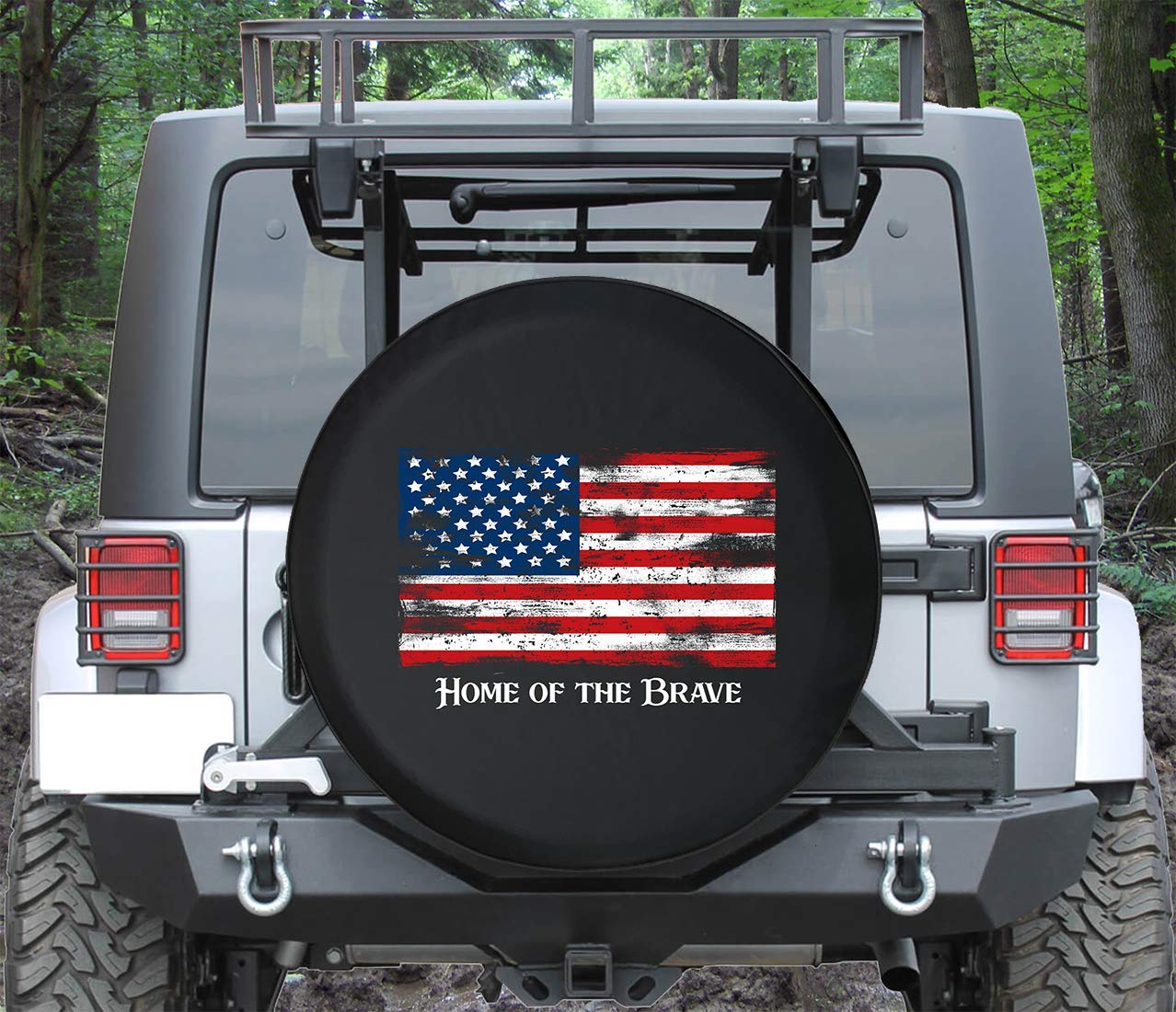 Distressed American Flag Black Spare Tire Cover - Universal Fit for 29 Inch Tires - Durable & Weatherproof for Trucks, SUVs & Jeeps - Perfect for Off-Road Adventures & Patriotic Car Decor