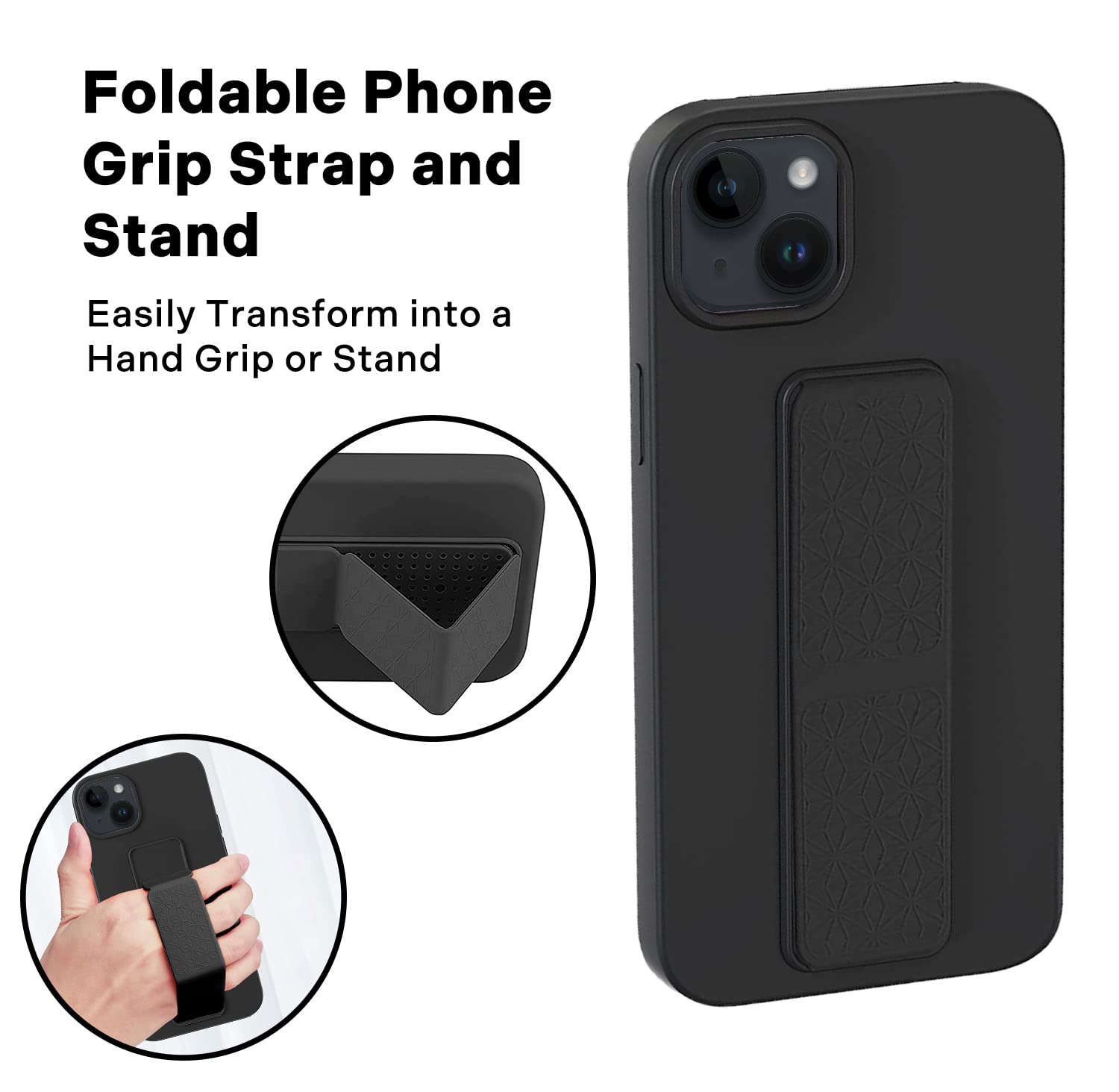Phone Loops - Premium Silicone iPhone 14 Case with Foldable Kickstand & Grip Strap Holder | Shockproof Protective Cover with Stand for Hands-Free Viewing, Perfect for Workouts, Travel & Daily Use