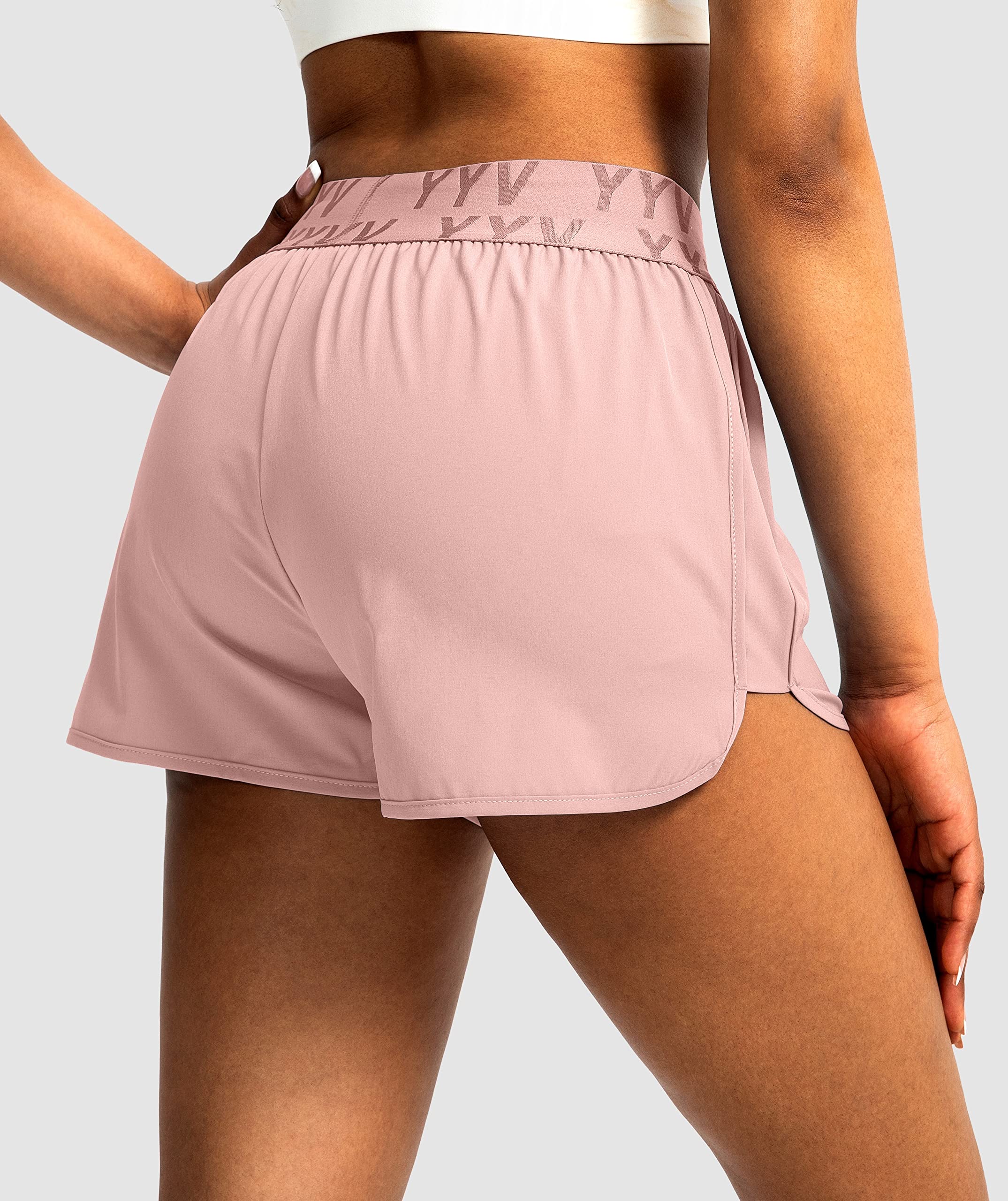 YYV Women's Running Shorts with Zipper Pockets - Quick-Dry, Elastic Waistband Athletic Gym Shorts with Liner - Perfect for Jogging, Workouts & Outdoor Activities