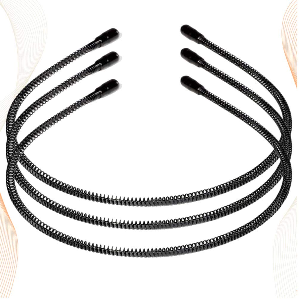 SOLUSTRE 3-Pack Wavy Headbands for Men & Women - Metal Teeth Comb Headbands, Anti-Slip Sports Hair Hoops, Multi-Style Elastic Hair Accessories for Workouts, Running, Yoga and Daily Use