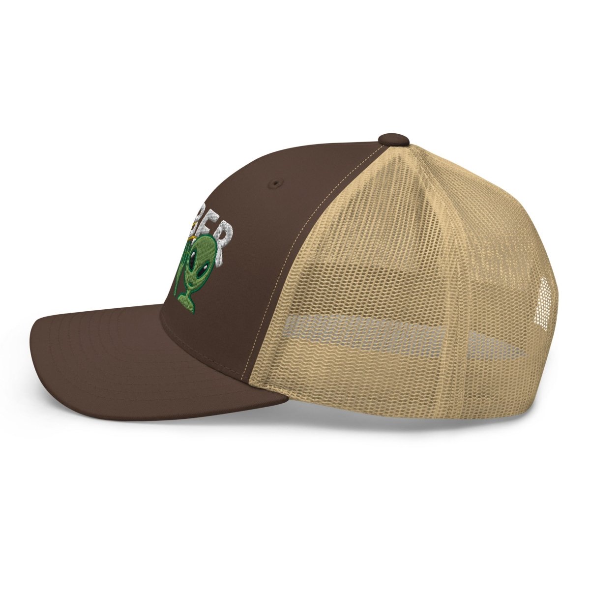 Galactic Sobriety Alien Embroidered Trucker Hat - Cool Novelty Baseball Cap for Men & Women - Perfect for Cosplay, Rave Parties & Streetwear Fashion