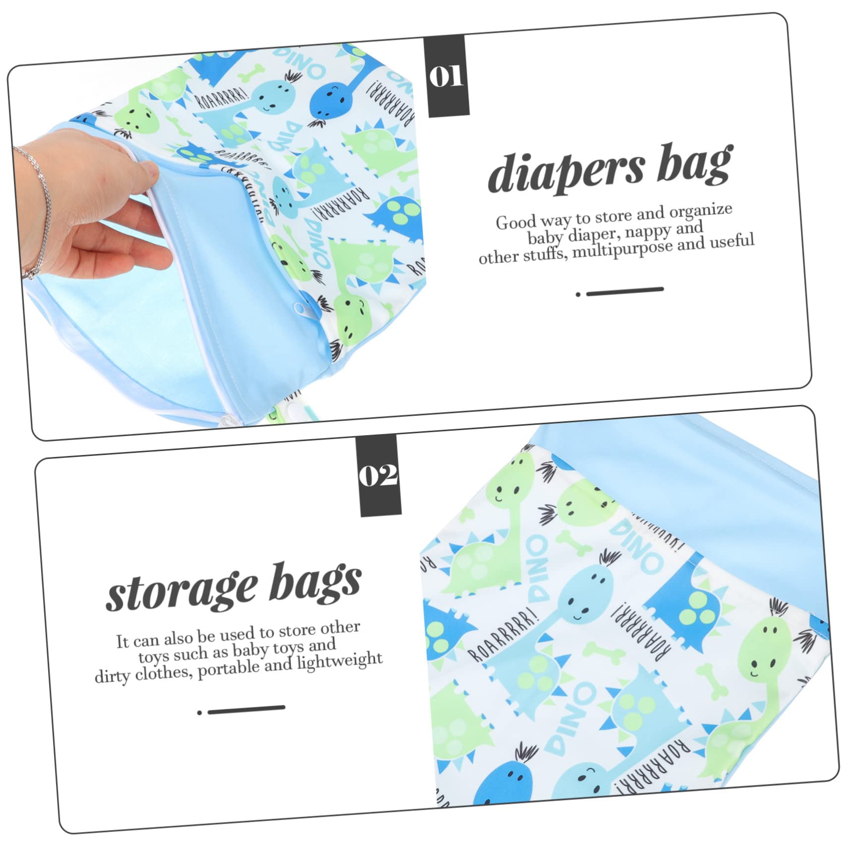 VICASKY 5-Pack Waterproof Diaper Storage Bags - Reusable Wet Dry Organizer Pouch for Baby Essentials, Travel & Daycare - Made with Durable PU Coated Fabric