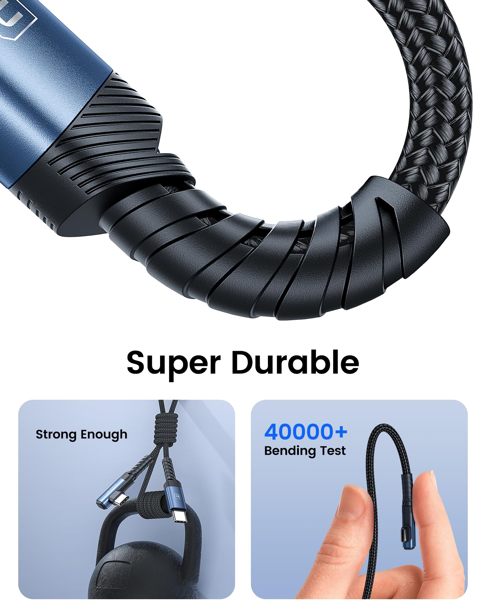 2-Pack 3.3FT USB C to USB C Cable 60W Fast Charging, Right Angle PD 3.0 Type C Charger Cable for iPhone 16 Pro/MacBook Pro Air/iPad Pro/Dell XPS/Galaxy S24/PS5 Controller - Perfect for Gaming, Travel & Office Use