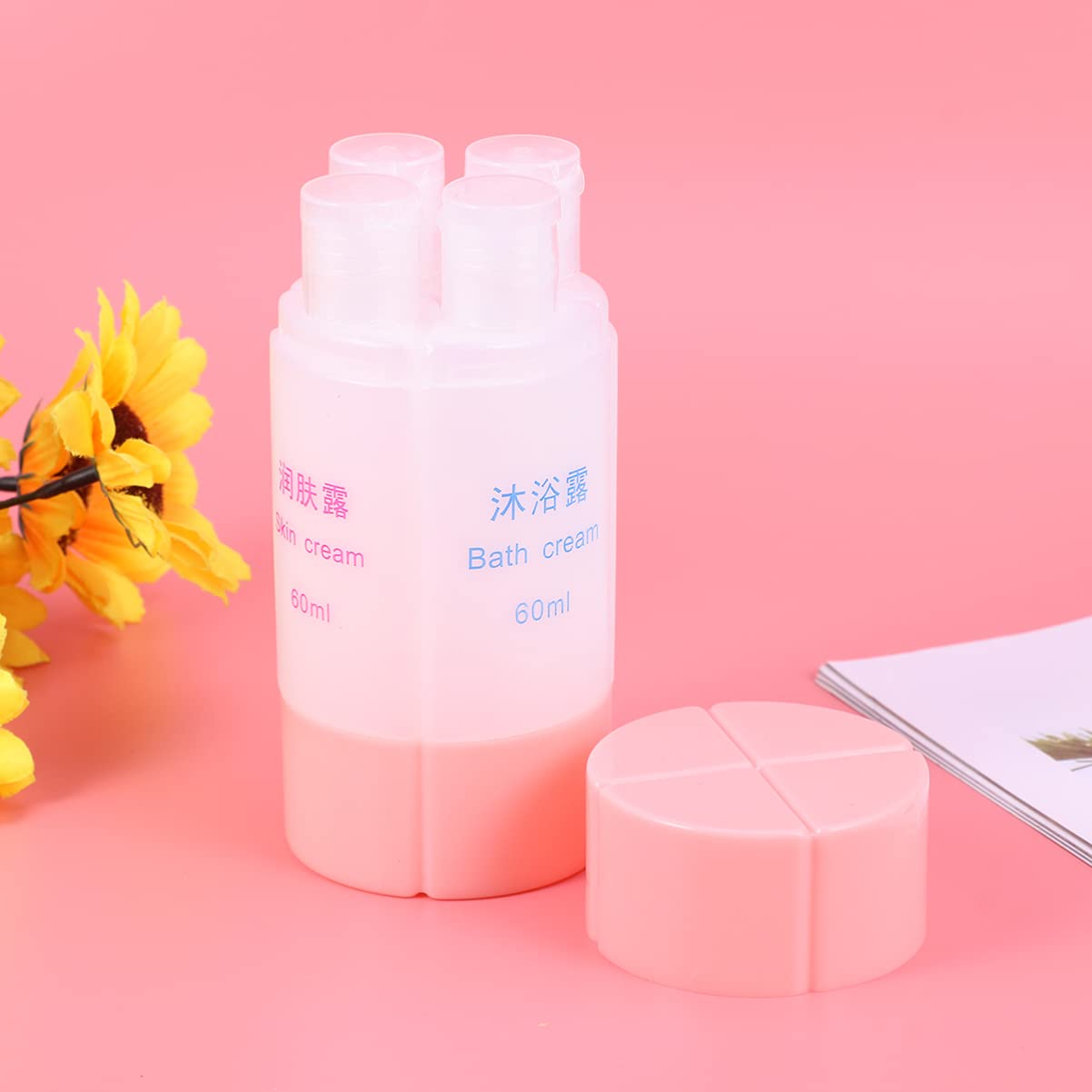 Uonlytech 4-in-1 Travel Bottle Set - 60ml Leak-Proof Silicone Containers for Shampoo, Lotion & Soap (Pink) | Perfect for Air Travel, Gym & Vacation Toiletries Organization