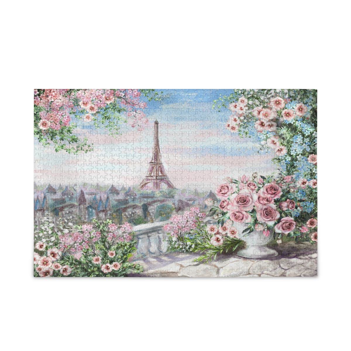 500/1000 Piece Jigsaw Puzzle for Adults & Kids - Paris Landscape Flower Puzzle Game, Educational Brain Teaser & Stress Relief Toy (Customizable) - Perfect for Family Bonding, Classroom Activities & Relaxation Therapy