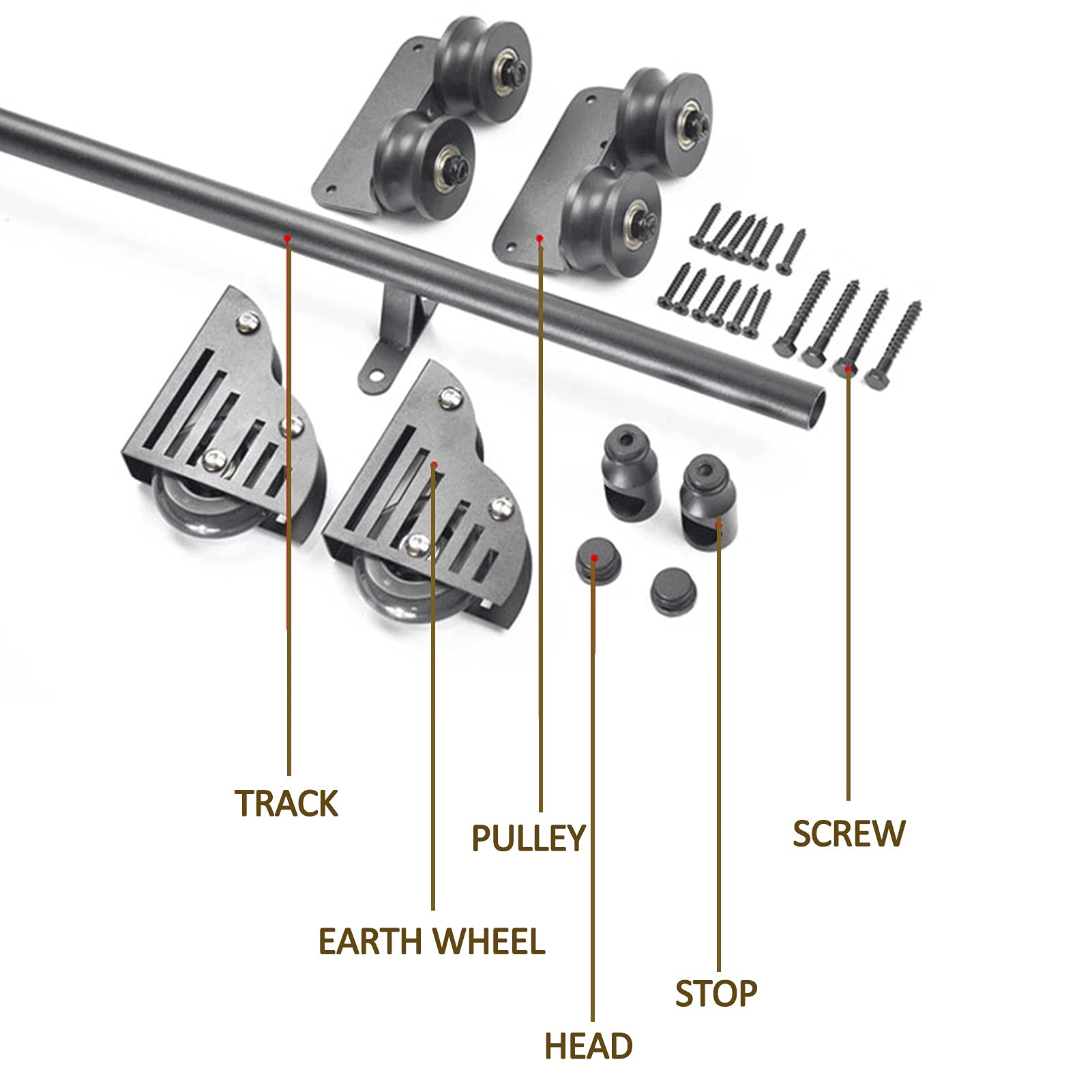 Sliding Barn Door Hardware Kit with Rolling Library Ladder - Heavy Duty Forged Iron Floor Rollers & Extension Rail for Home Office, Living Room, or Loft Spaces
