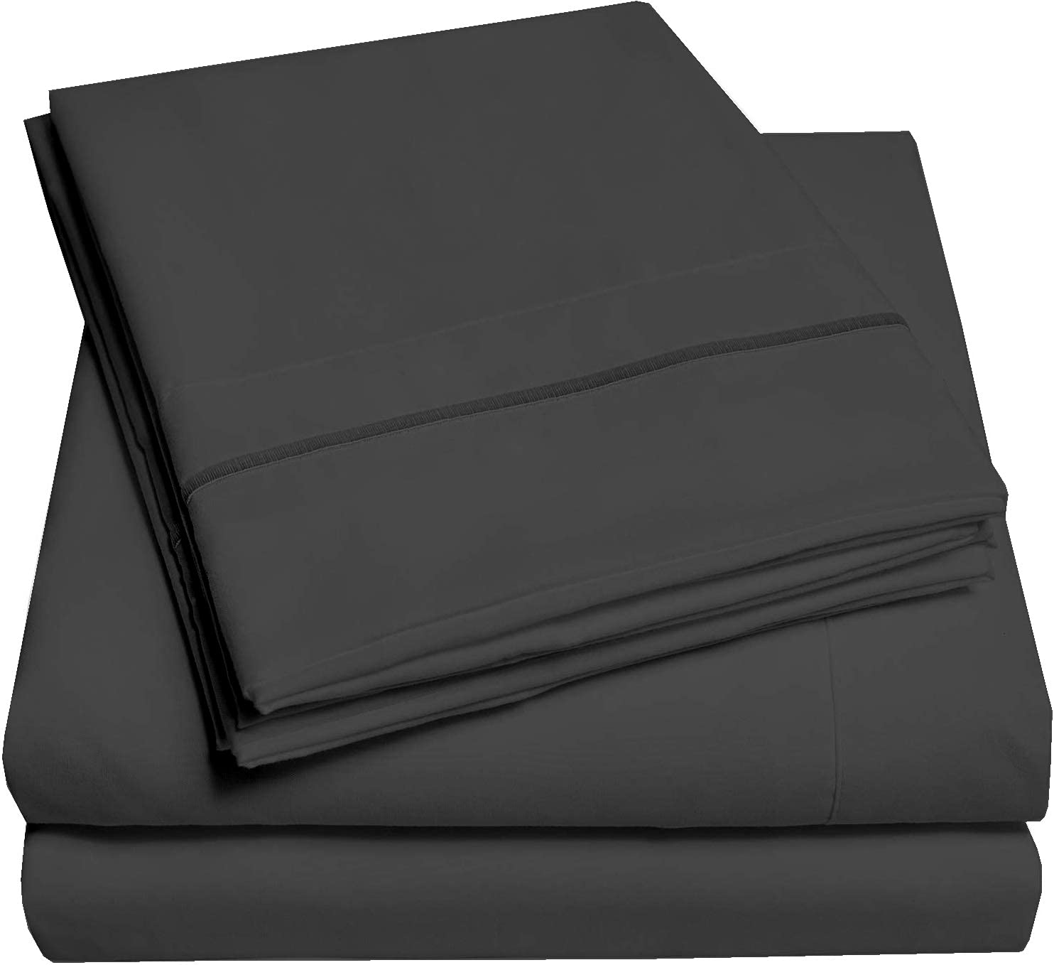 Luxury Queen Size Sheet Set - 4 Piece 1800 Thread Count Super Soft Brushed Microfiber Bed Sheets - Breathable Deep Pocket Wrinkle Free (Dark Grey) - Perfect for Master Bedroom, Guest Room & Vacation Homes