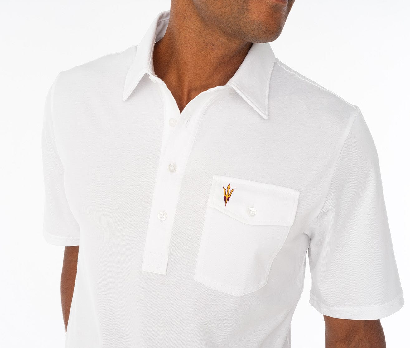 Arizona State Sun Devils Coach's Performance Polo Shirt - Pitchfork Logo, White - Perfect for Game Day, Tailgating & Fan Apparel