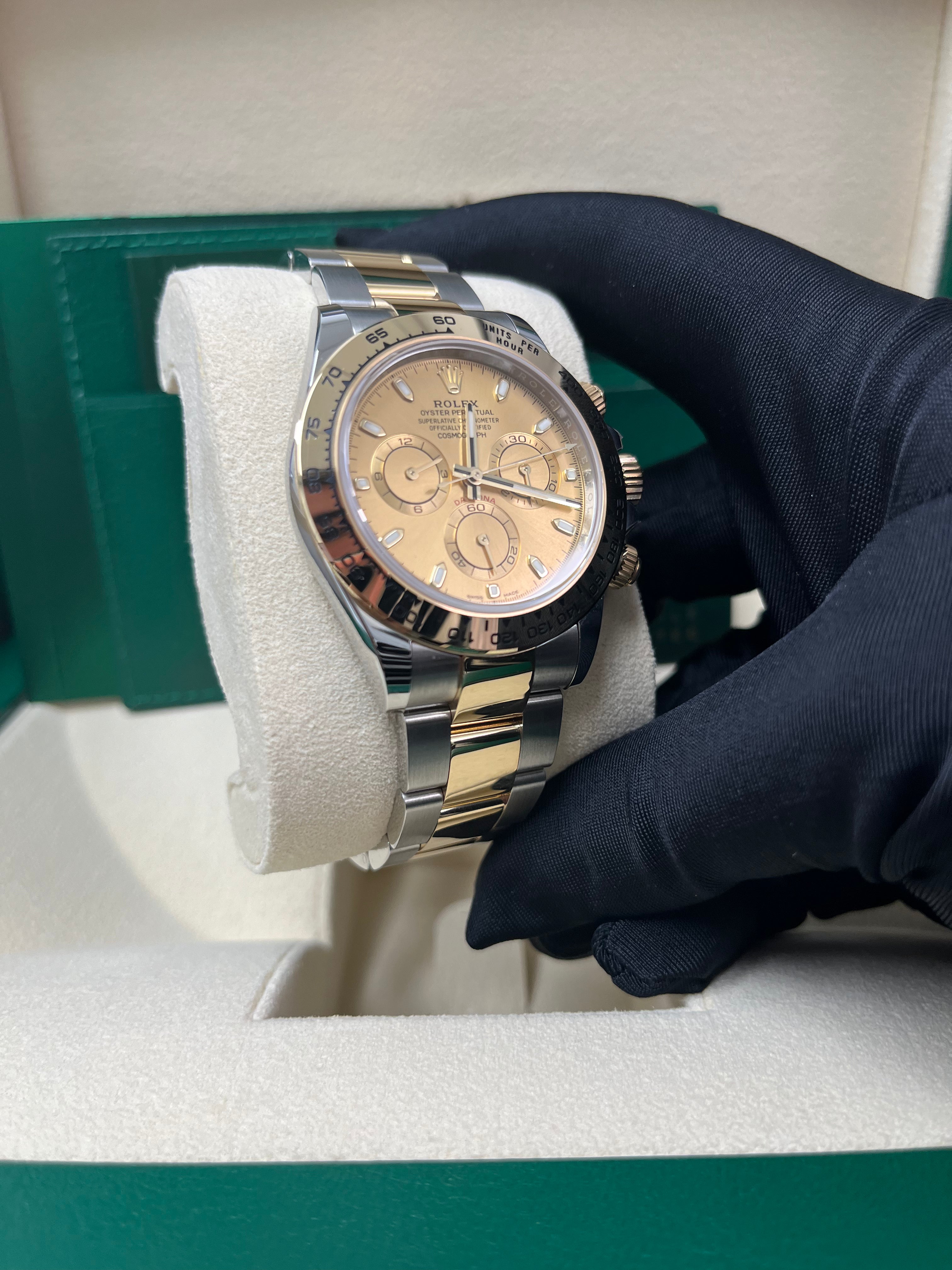 Rolex Daytona 40mm Yellow Rolesor Cosmograph Watch - Champagne Index Dial 116503 | Luxury Men's Chronograph Timepiece for Business, Formal Events & Collectors