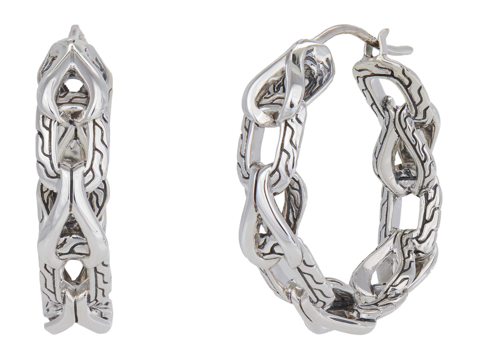John Hardy Asli Classic Chain Link Small Hoop Earrings - Sterling Silver Dainty Hoops for Women, Everyday Elegant Jewelry Gift | Perfect for Office, Date Night & Special Occasions